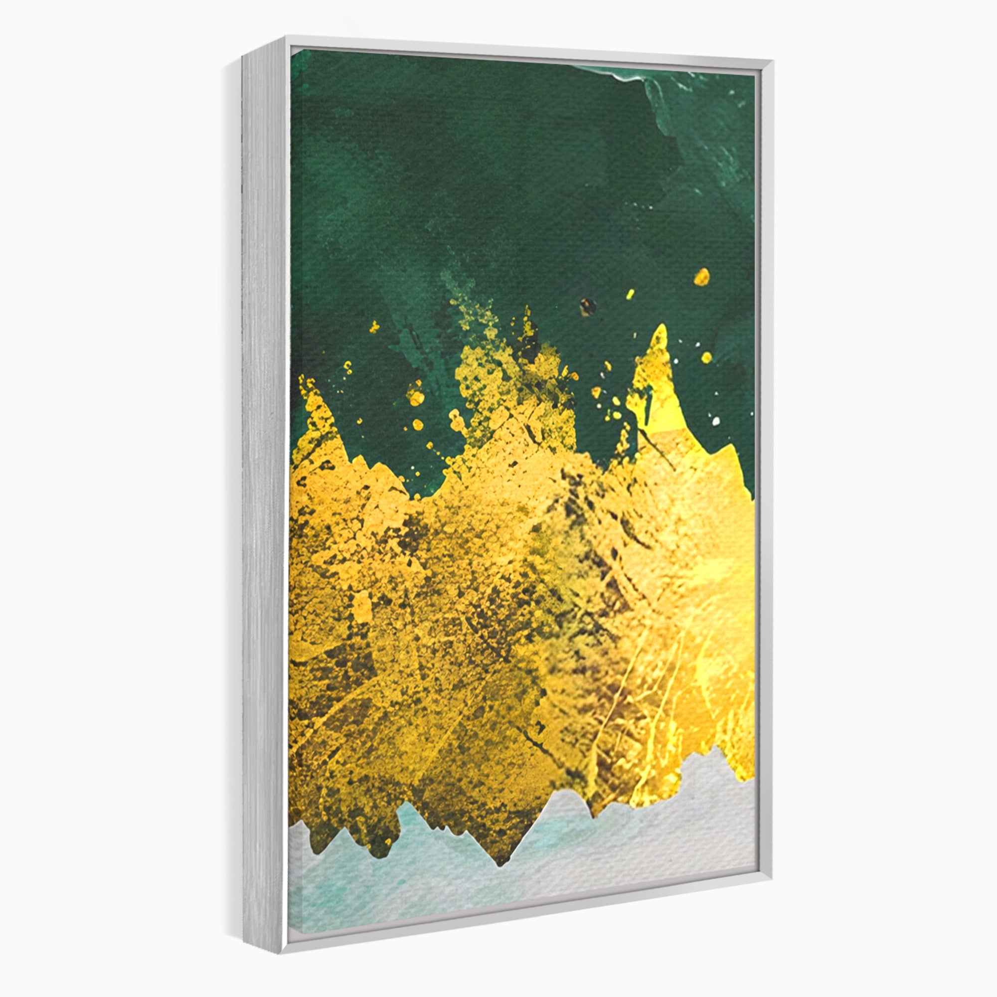 Set 2 Tablouri Canvas Premium LuxCanva® A2-1179, Green Design, Verde, Cafenea, Auriu, Culori Vibrante