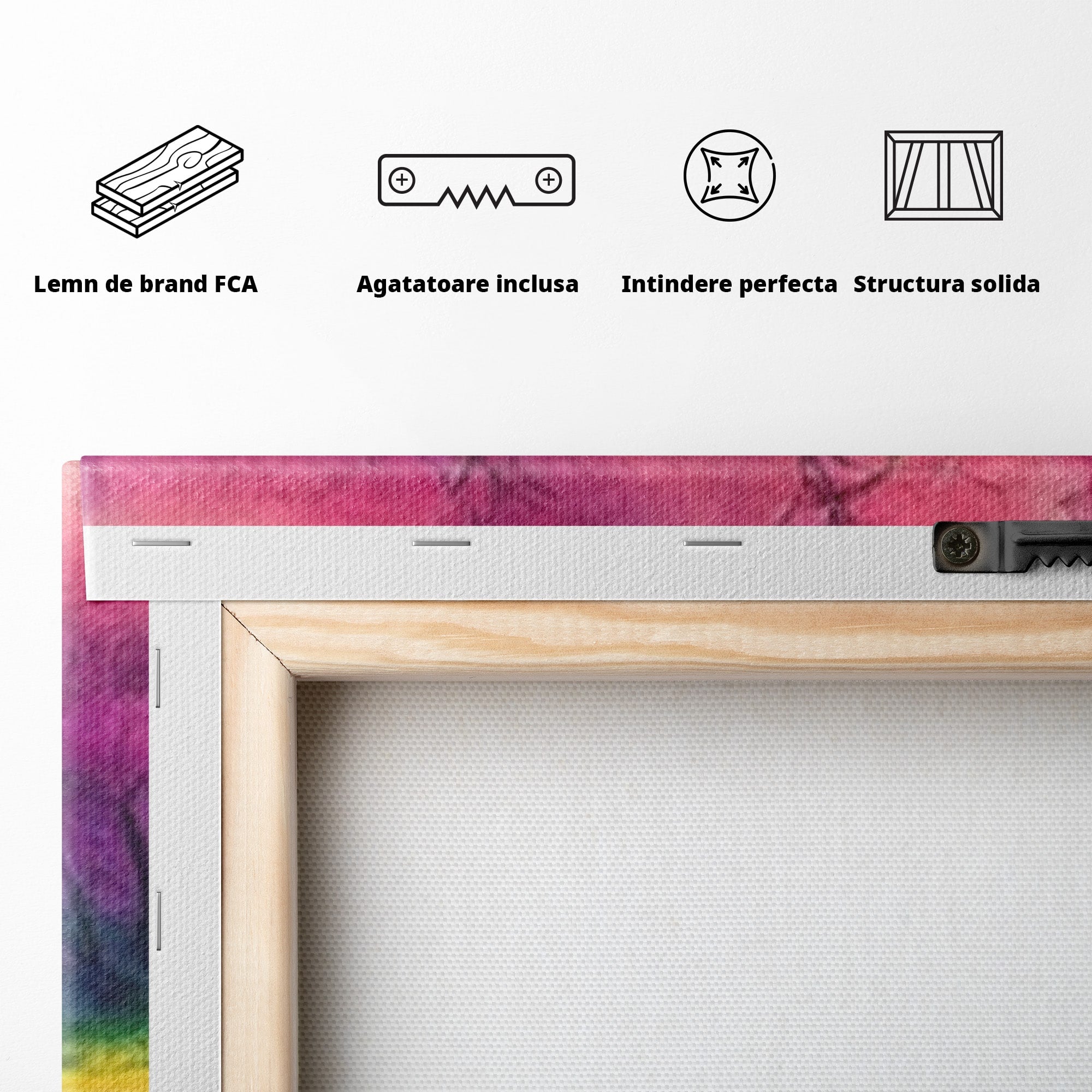 Set 2 Tablouri Canvas Premium LuxCanva® A2-1277, Copaci Roz, Living, Flori, Campie, Arbori, Cer, Dormitor, Culori Vibrante