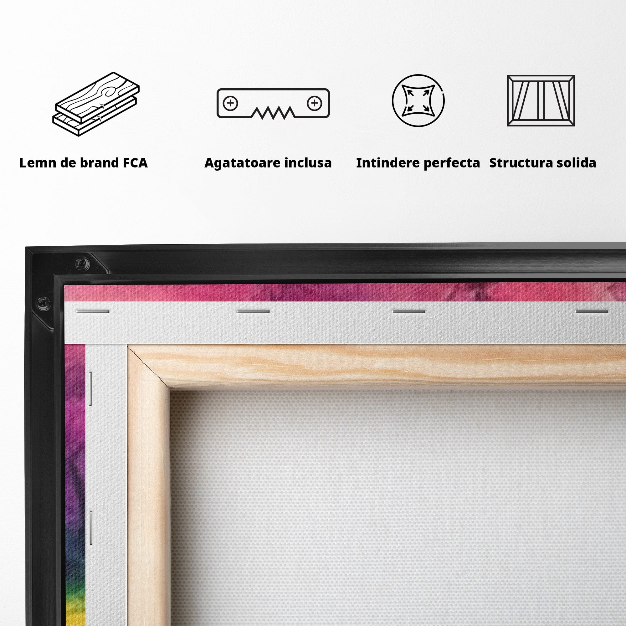 Set 2 Tablouri Canvas Premium LuxCanva® A2-1277, Copaci Roz, Living, Flori, Campie, Arbori, Cer, Dormitor, Culori Vibrante
