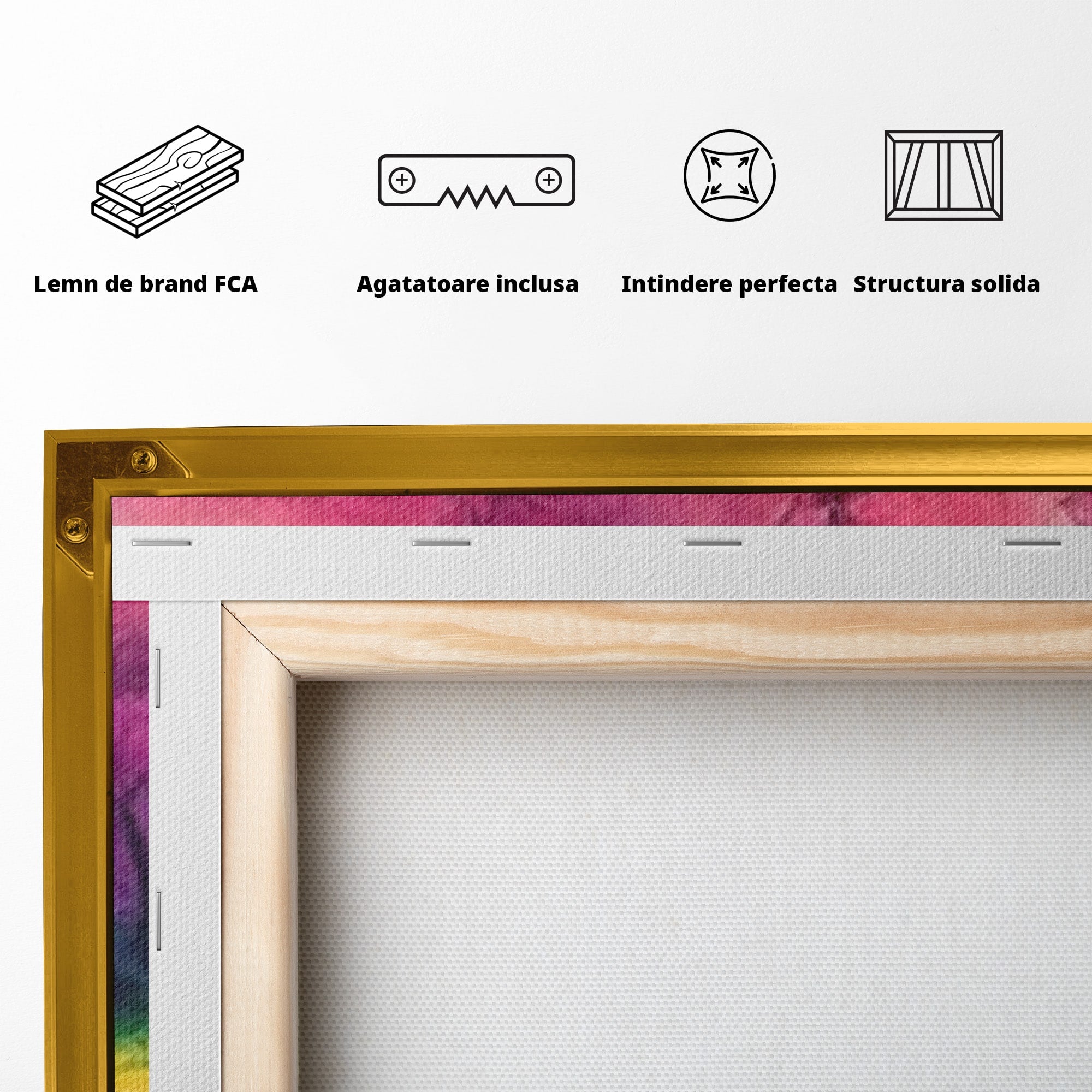 Set 2 Tablouri Canvas Premium LuxCanva® A2-1277, Copaci Roz, Living, Flori, Campie, Arbori, Cer, Dormitor, Culori Vibrante