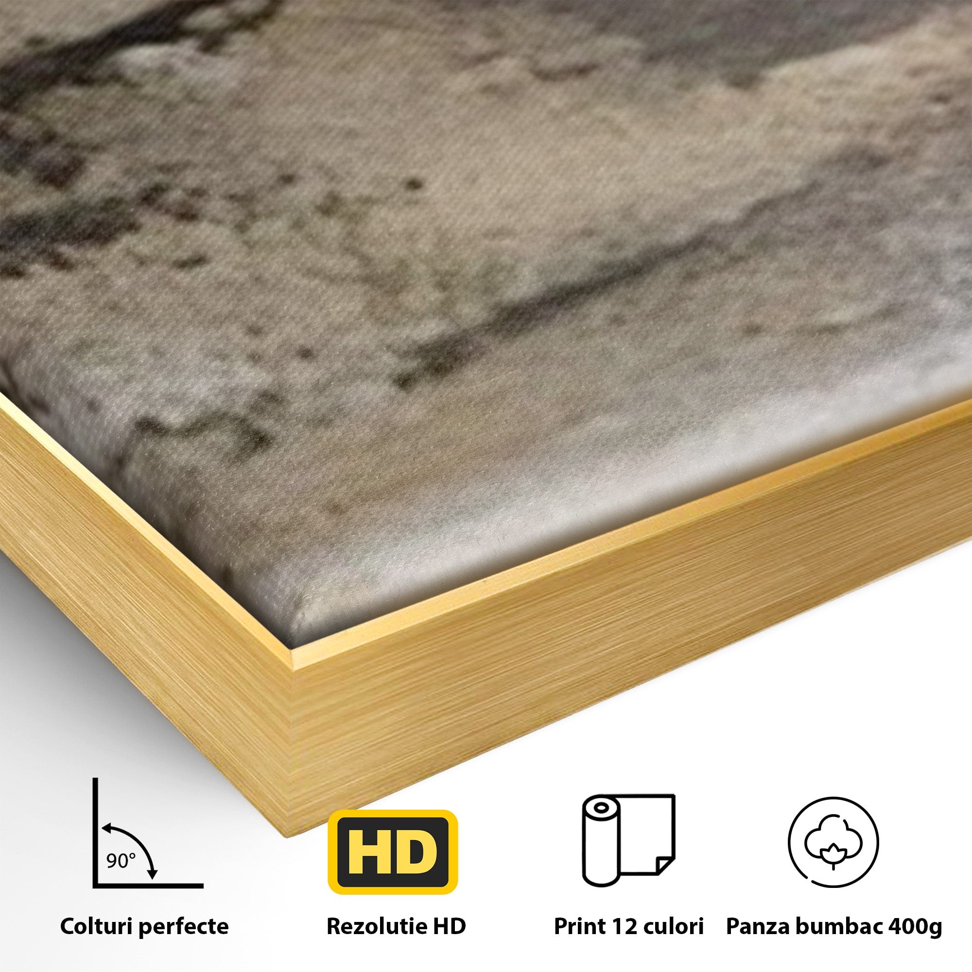 Set 2 Tablouri Canvas Premium LuxCanva® A2-1312, Abstract Gray, Living, Gri, Decorativ, Dormitor, Bronz, Culori Vibrante