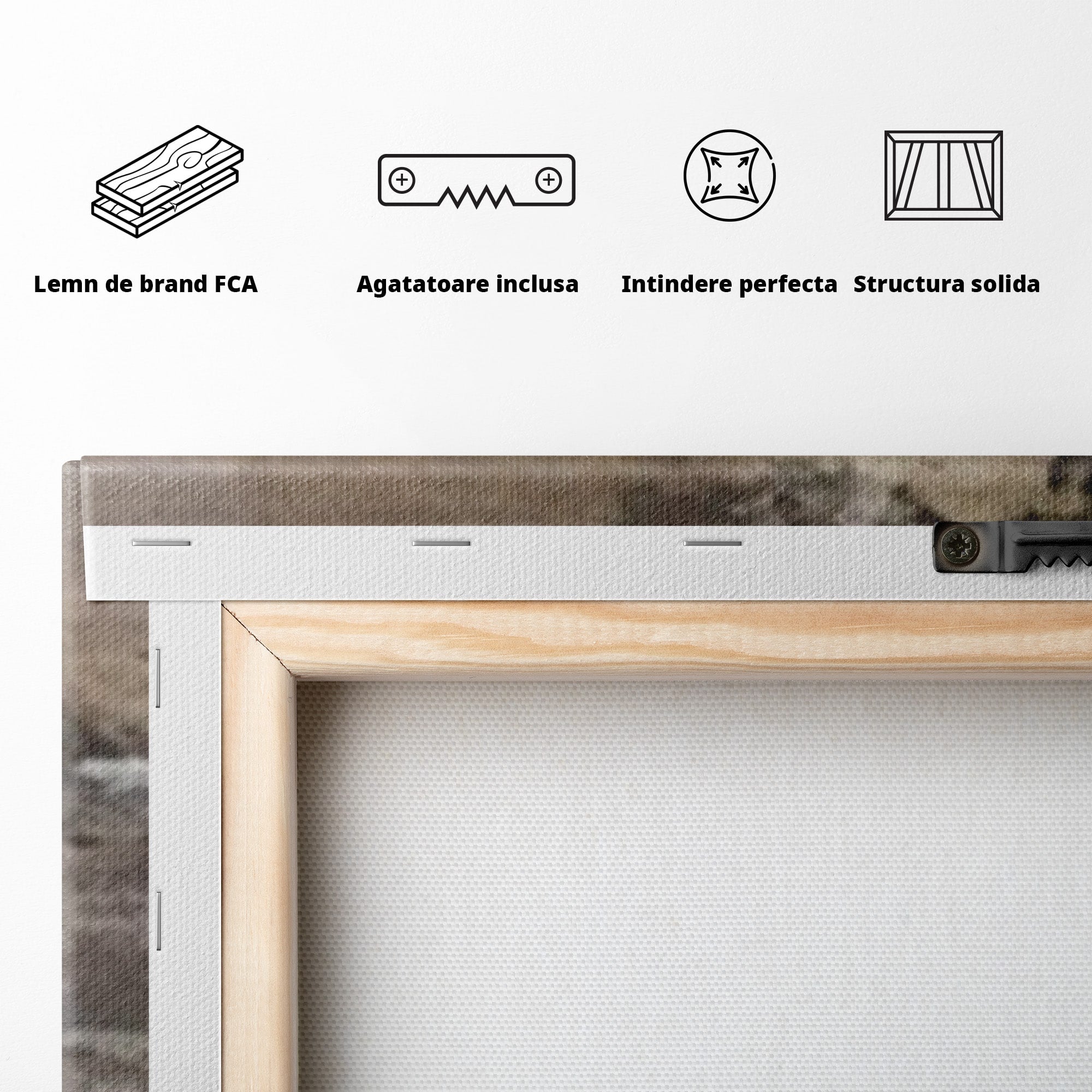 Set 2 Tablouri Canvas Premium LuxCanva® A2-1312, Abstract Gray, Living, Gri, Decorativ, Dormitor, Bronz, Culori Vibrante