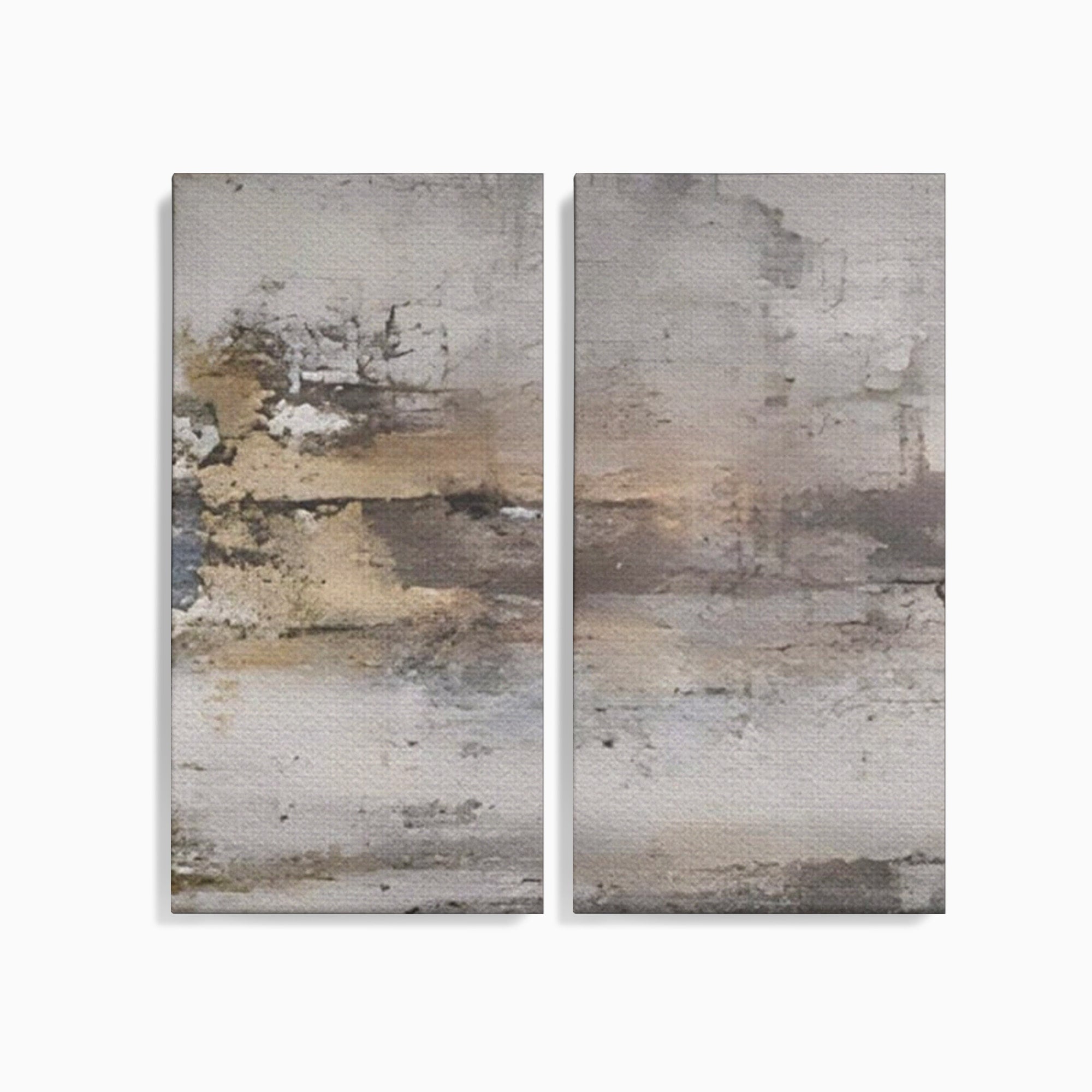Set 2 Tablouri Canvas Premium LuxCanva® A2-1312, Abstract Gray, Living, Gri, Decorativ, Dormitor, Bronz, Culori Vibrante