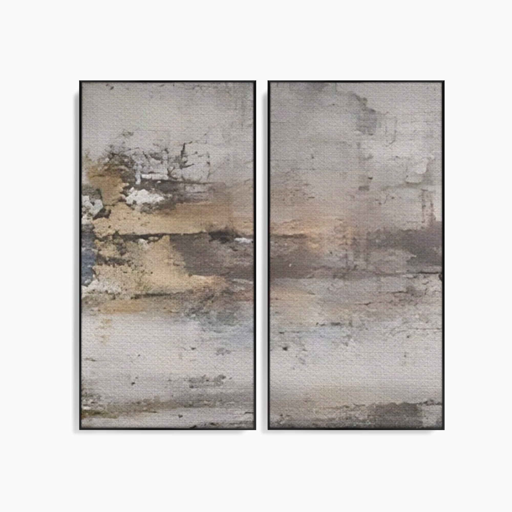Set 2 Tablouri Canvas Premium LuxCanva® A2-1312, Abstract Gray, Living, Gri, Decorativ, Dormitor, Bronz, Culori Vibrante