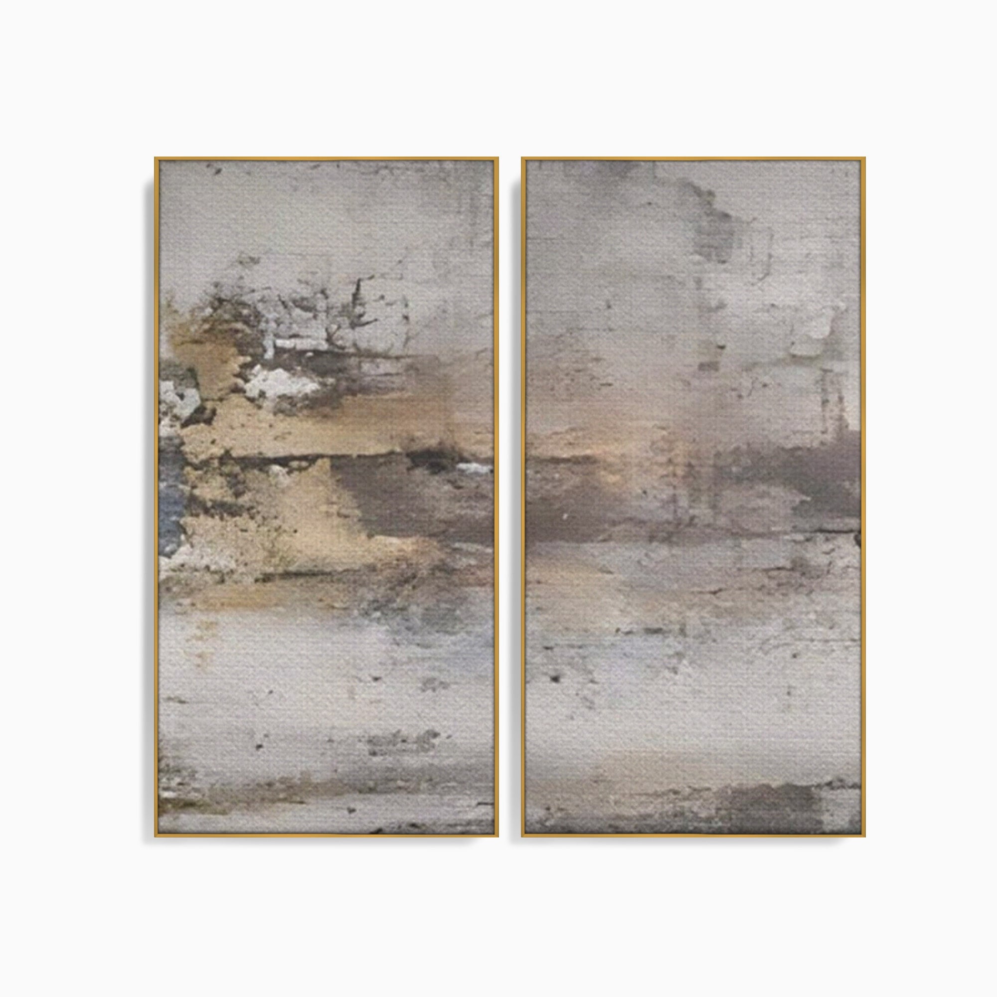 Set 2 Tablouri Canvas Premium LuxCanva® A2-1312, Abstract Gray, Living, Gri, Decorativ, Dormitor, Bronz, Culori Vibrante