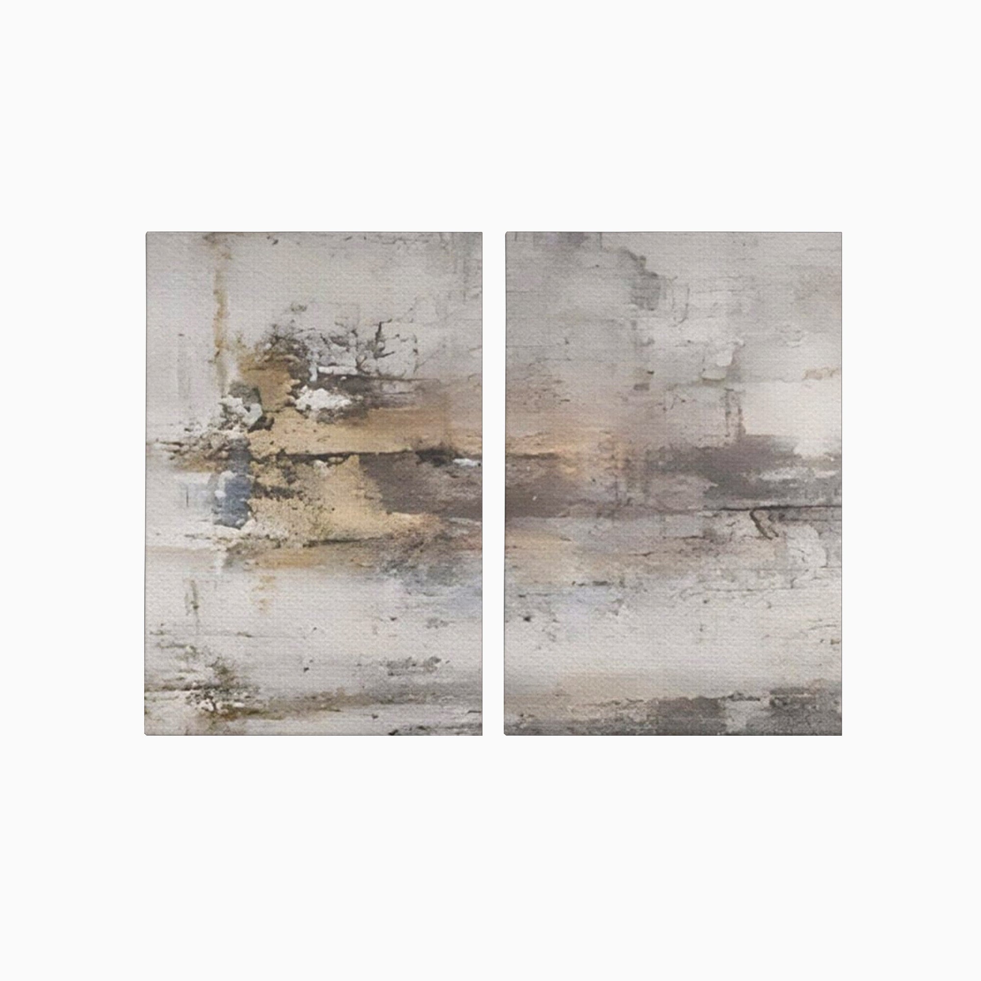 Set 2 Tablouri Canvas Premium LuxCanva® A2-1312, Abstract Gray, Living, Gri, Decorativ, Dormitor, Bronz, Culori Vibrante