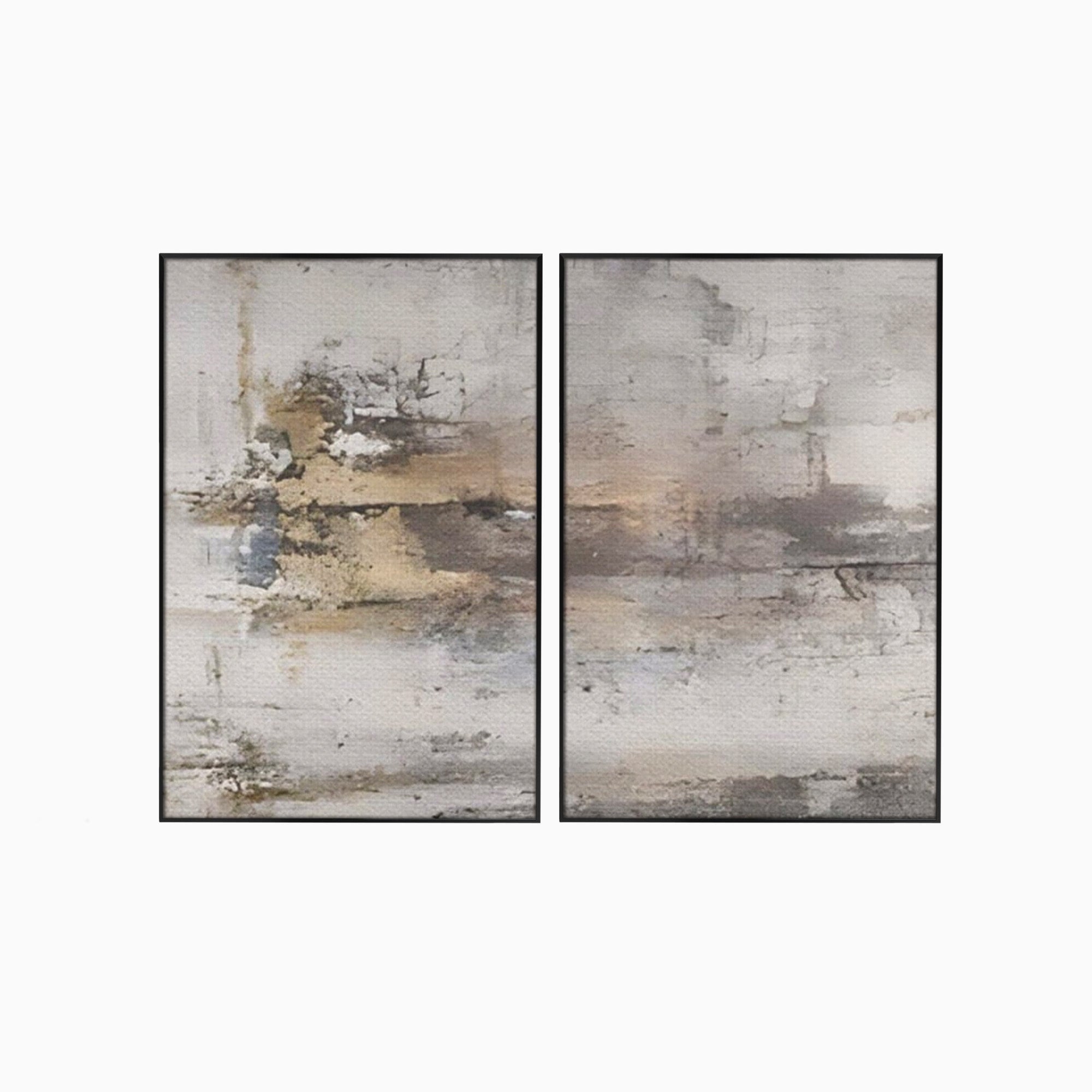 Set 2 Tablouri Canvas Premium LuxCanva® A2-1312, Abstract Gray, Living, Gri, Decorativ, Dormitor, Bronz, Culori Vibrante