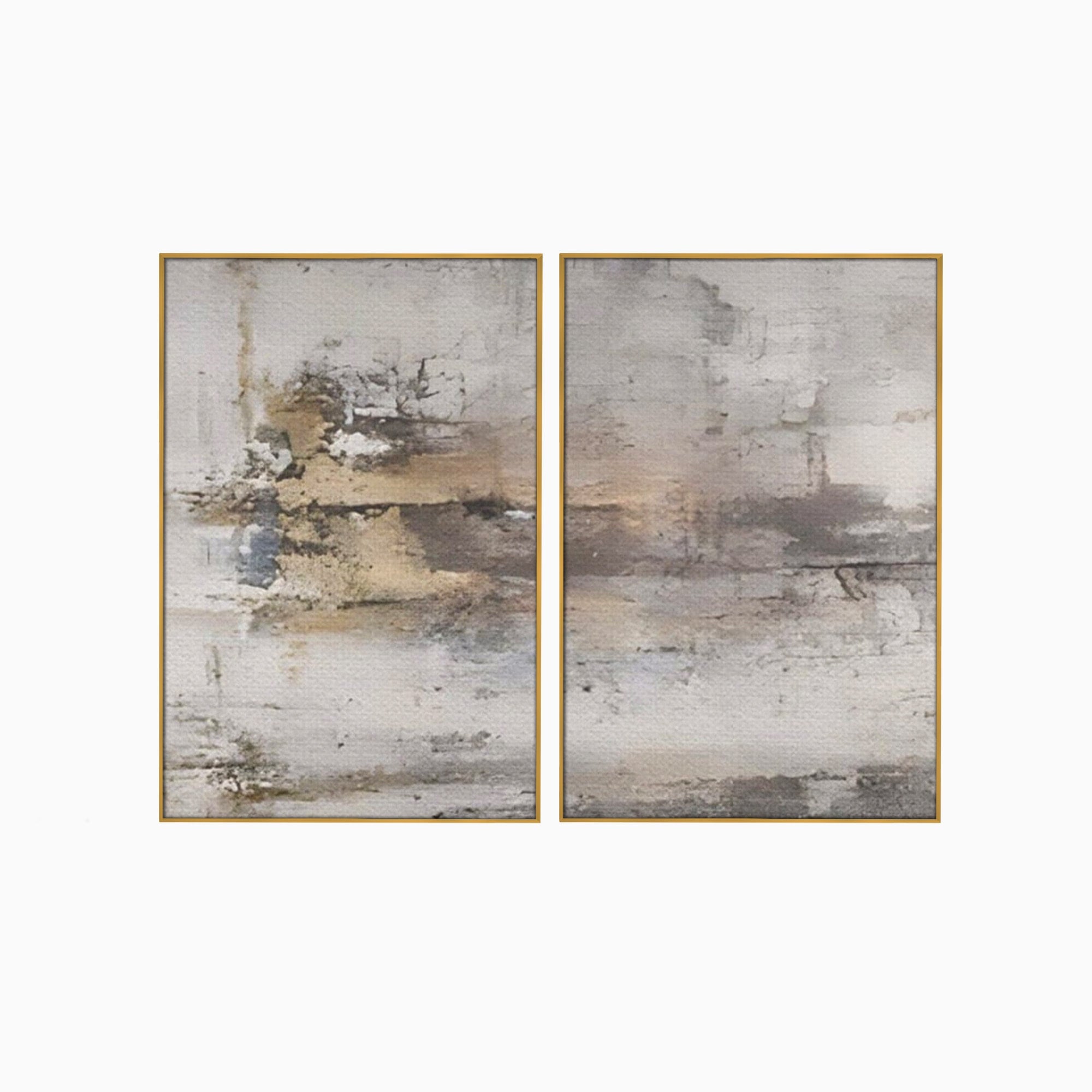 Set 2 Tablouri Canvas Premium LuxCanva® A2-1312, Abstract Gray, Living, Gri, Decorativ, Dormitor, Bronz, Culori Vibrante