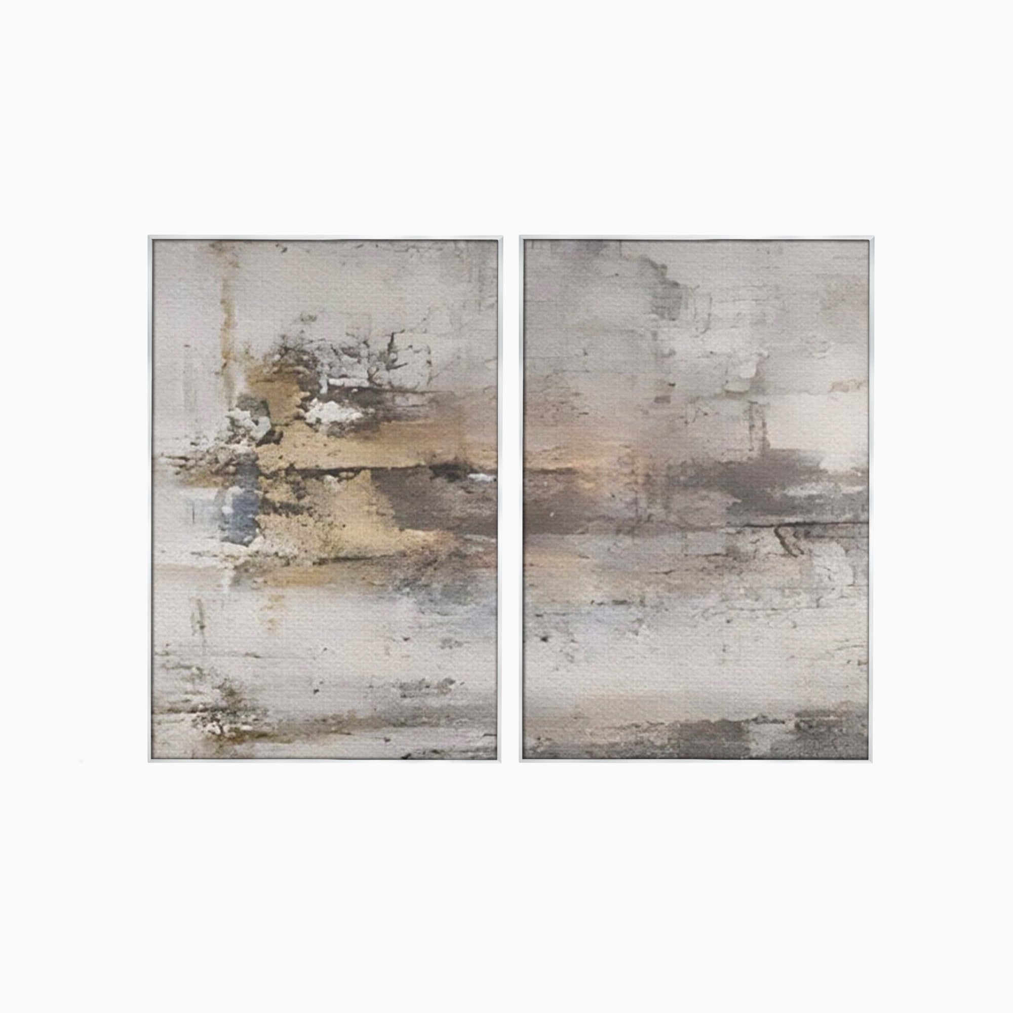 Set 2 Tablouri Canvas Premium LuxCanva® A2-1312, Abstract Gray, Living, Gri, Decorativ, Dormitor, Bronz, Culori Vibrante