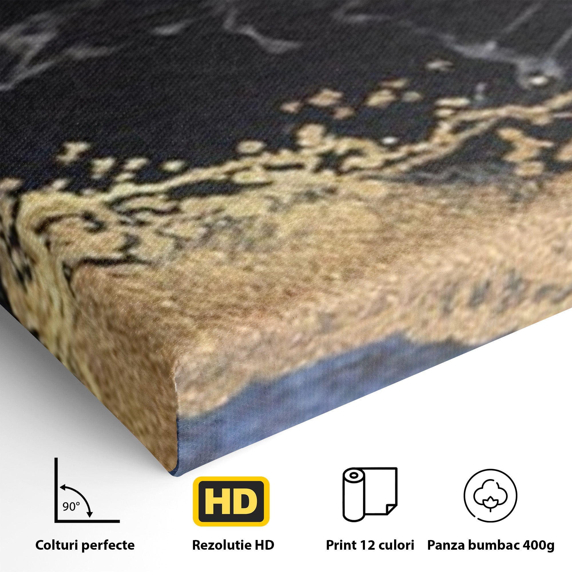 Set 2 Tablouri Canvas Premium LuxCanva® A2-1327, Black Marble, Living, Marmura, Abstract, Auriu, Dormitor, Culori Vibrante