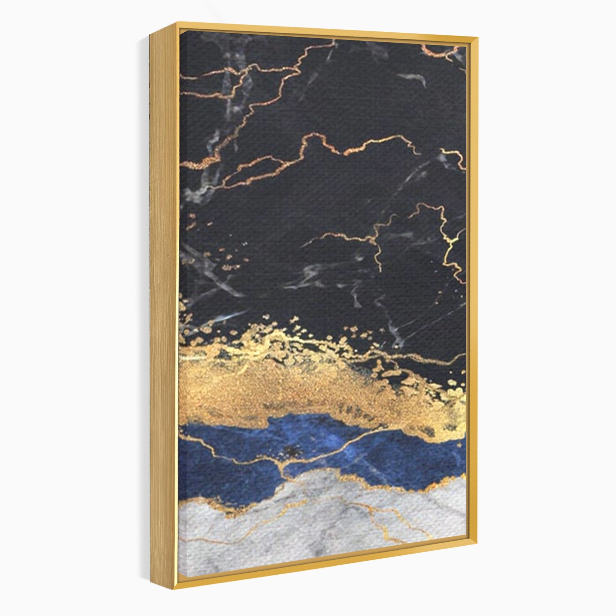 Set 2 Tablouri Canvas Premium LuxCanva® A2-1327, Black Marble, Living, Marmura, Abstract, Auriu, Dormitor, Culori Vibrante