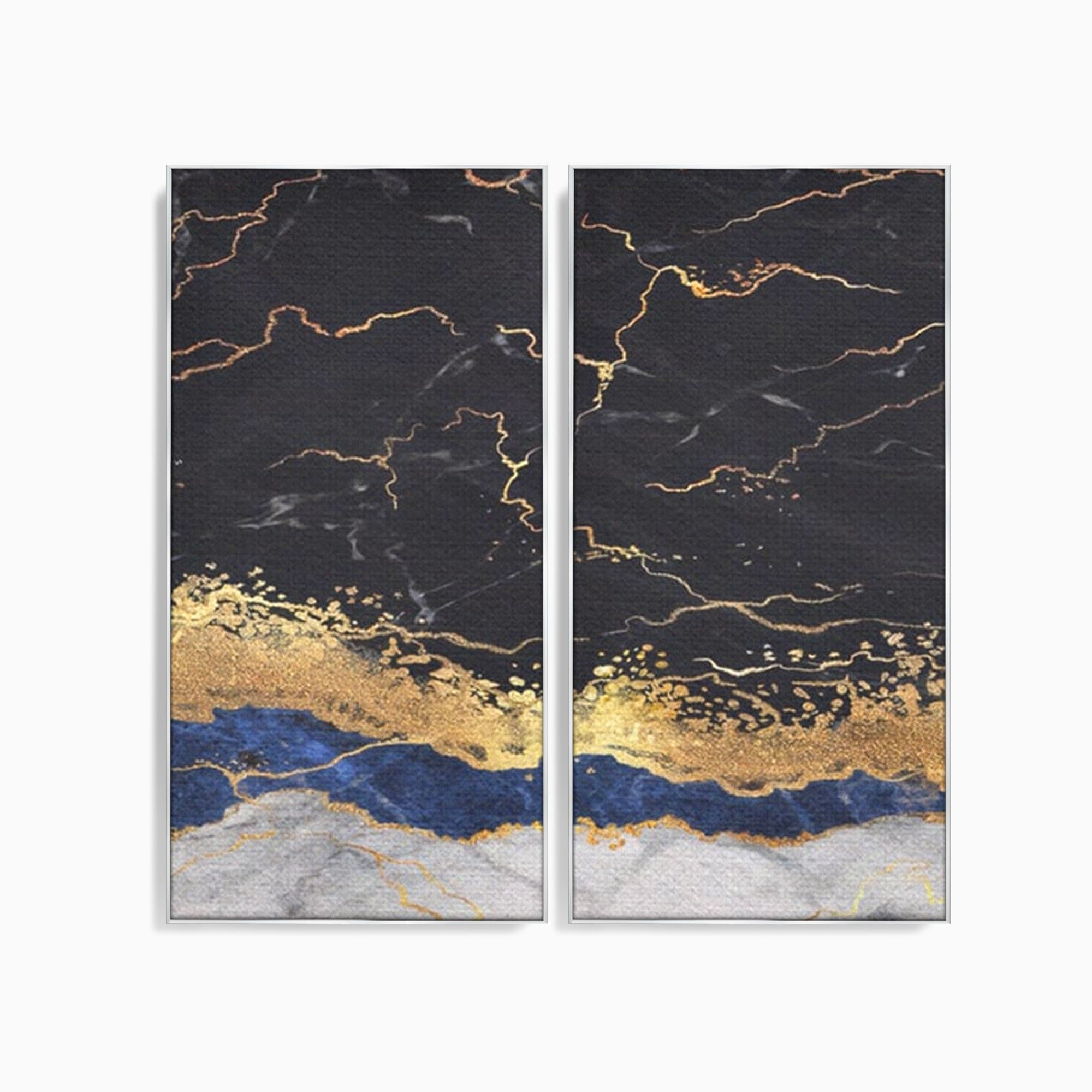 Set 2 Tablouri Canvas Premium LuxCanva® A2-1327, Black Marble, Living, Marmura, Abstract, Auriu, Dormitor, Culori Vibrante