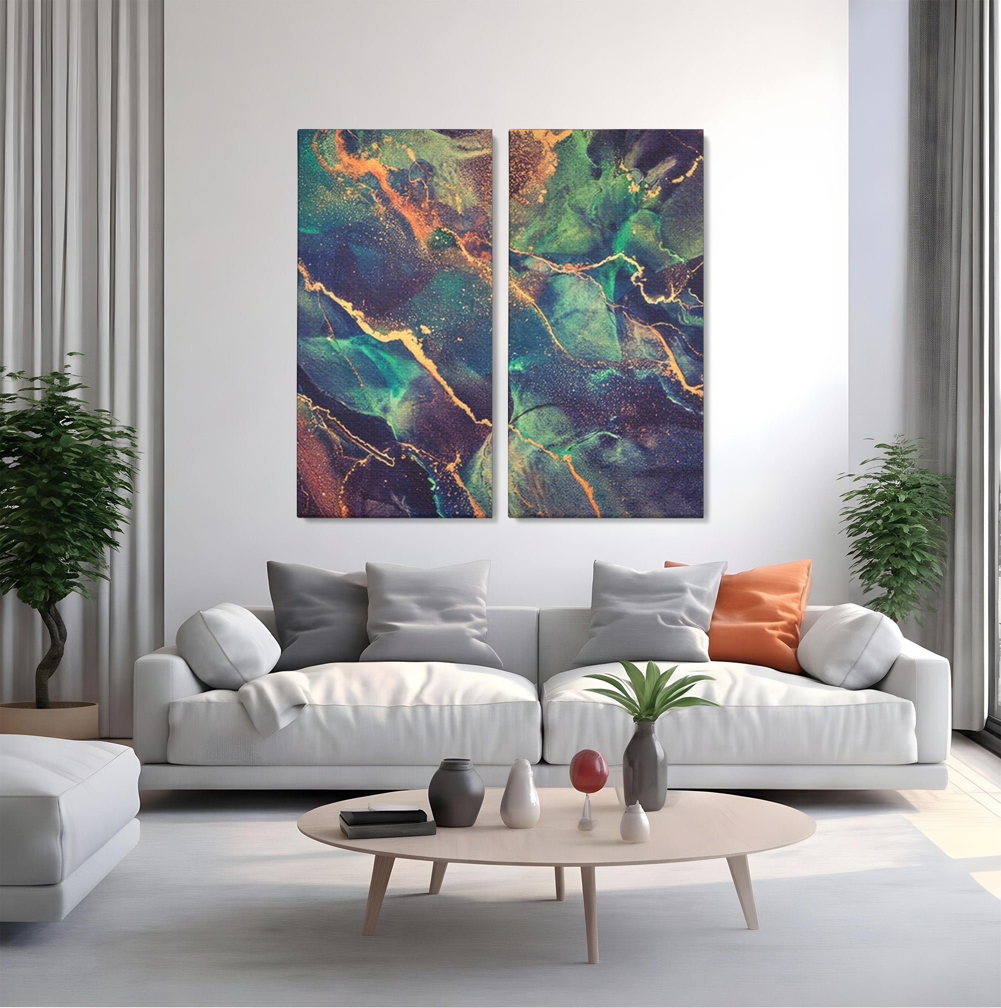 Set 2 Tablouri Canvas Premium LuxCanva® A2-1355, Abstract Dream, Dormitor, Natural Pigment, Luxury Art, Living, Culori Vibrante