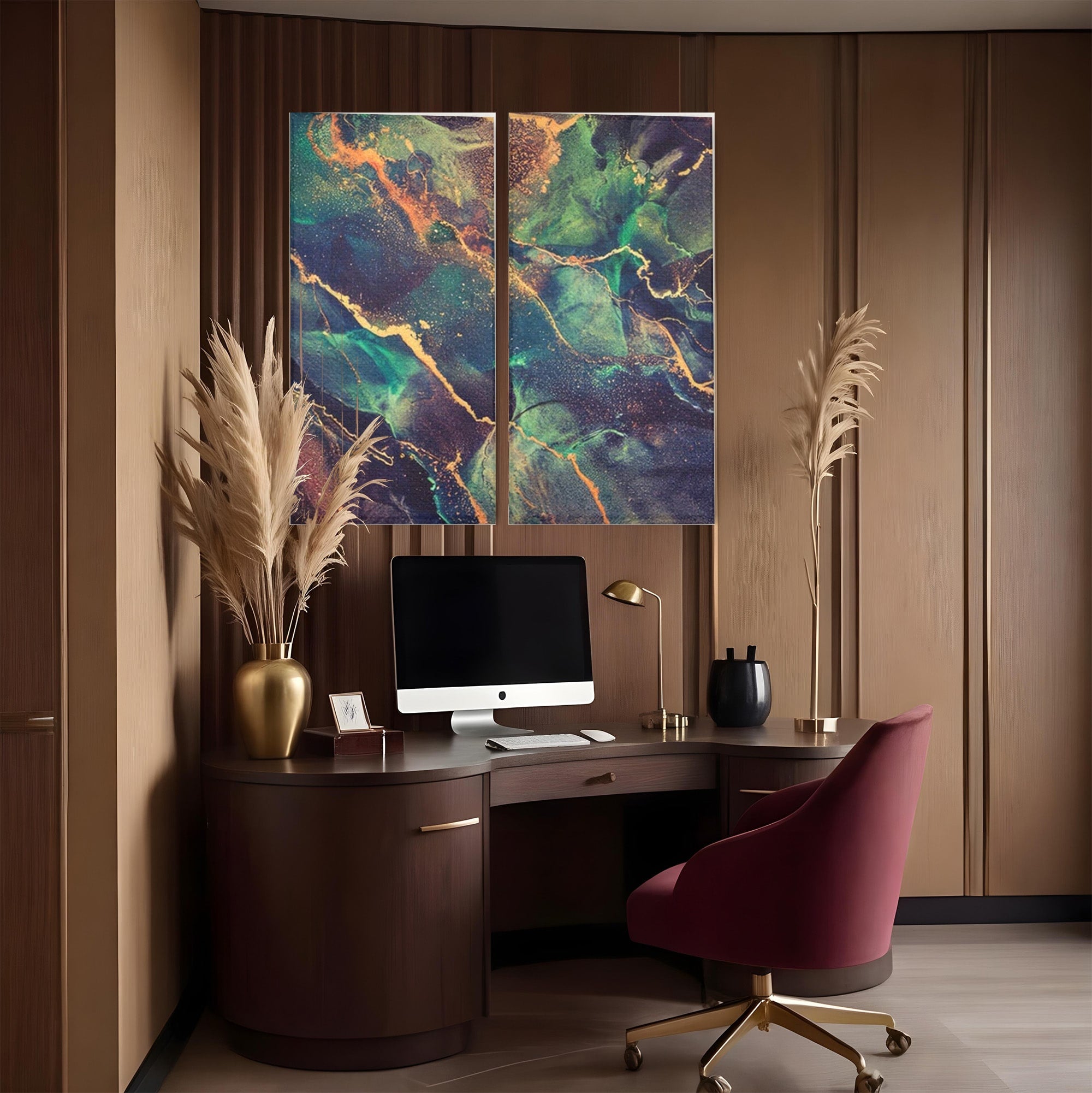 Set 2 Tablouri Canvas Premium LuxCanva® A2-1355, Abstract Dream, Dormitor, Natural Pigment, Luxury Art, Living, Culori Vibrante