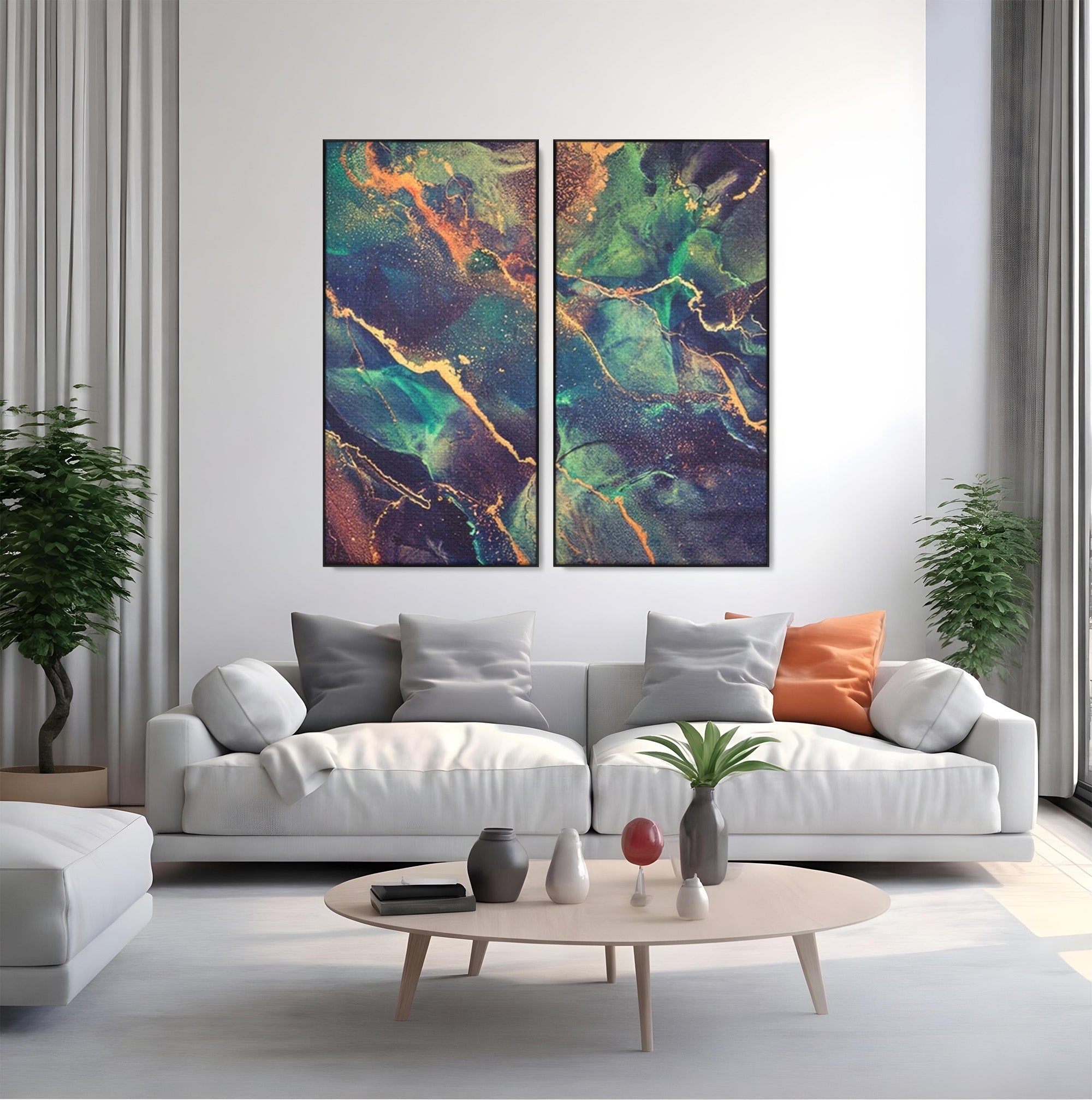 Set 2 Tablouri Canvas Premium LuxCanva® A2-1355, Abstract Dream, Dormitor, Natural Pigment, Luxury Art, Living, Culori Vibrante