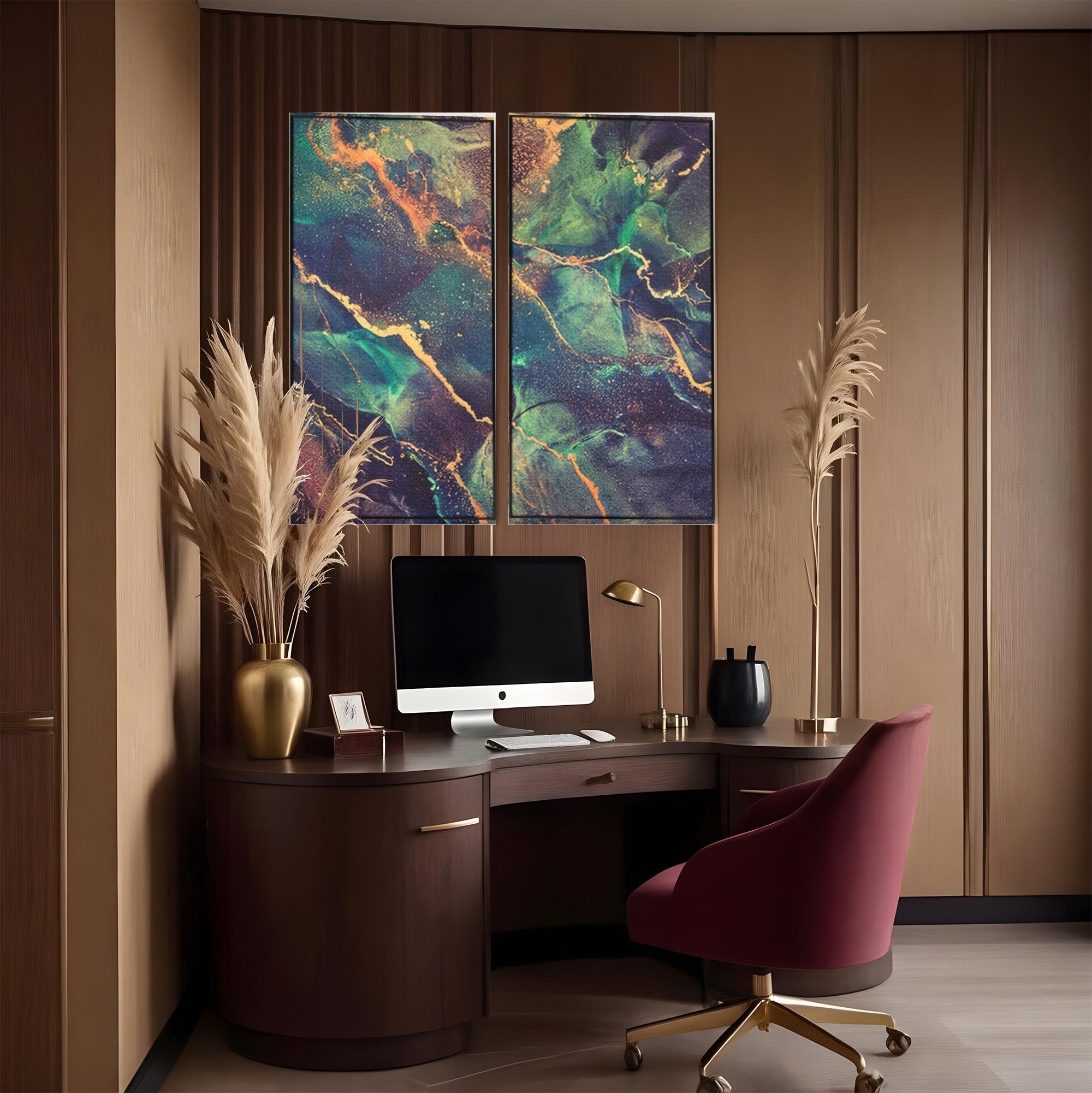 Set 2 Tablouri Canvas Premium LuxCanva® A2-1355, Abstract Dream, Dormitor, Natural Pigment, Luxury Art, Living, Culori Vibrante
