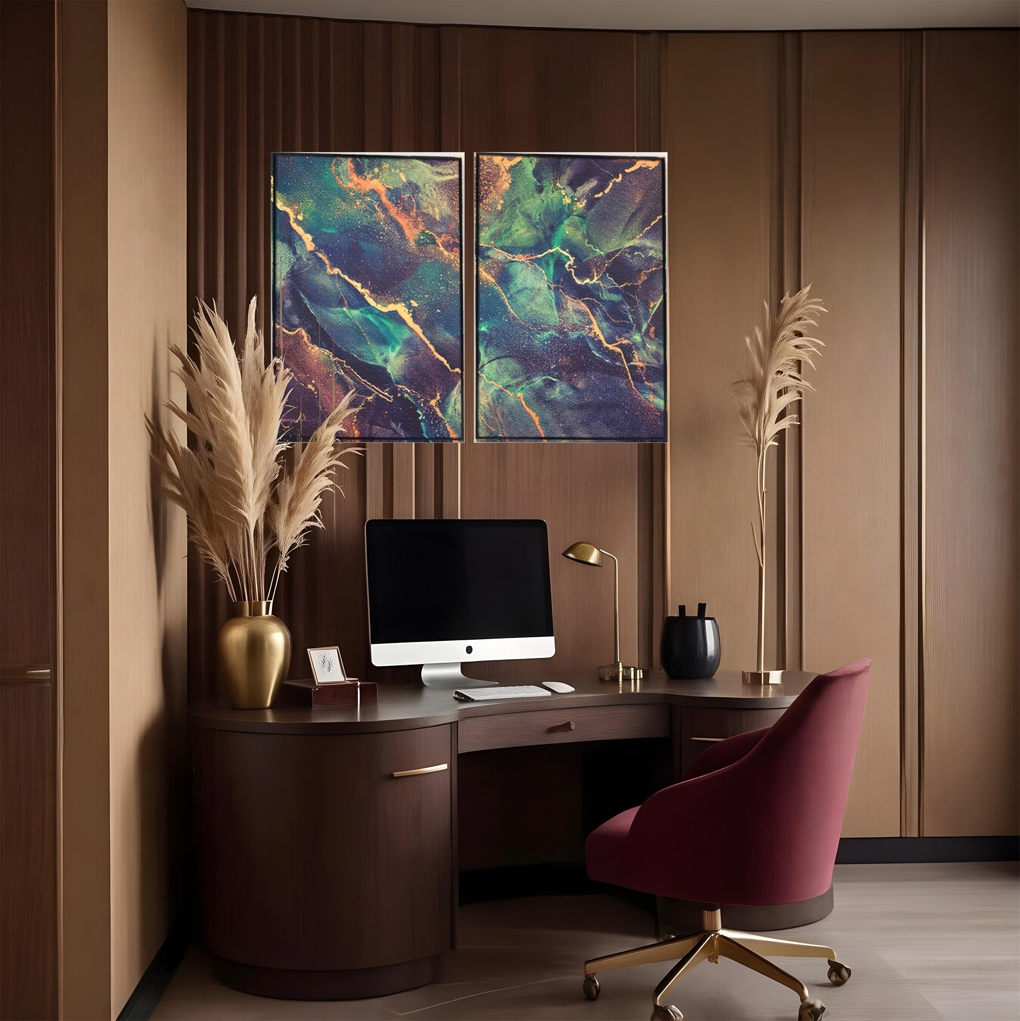 Set 2 Tablouri Canvas Premium LuxCanva® A2-1355, Abstract Dream, Dormitor, Natural Pigment, Luxury Art, Living, Culori Vibrante