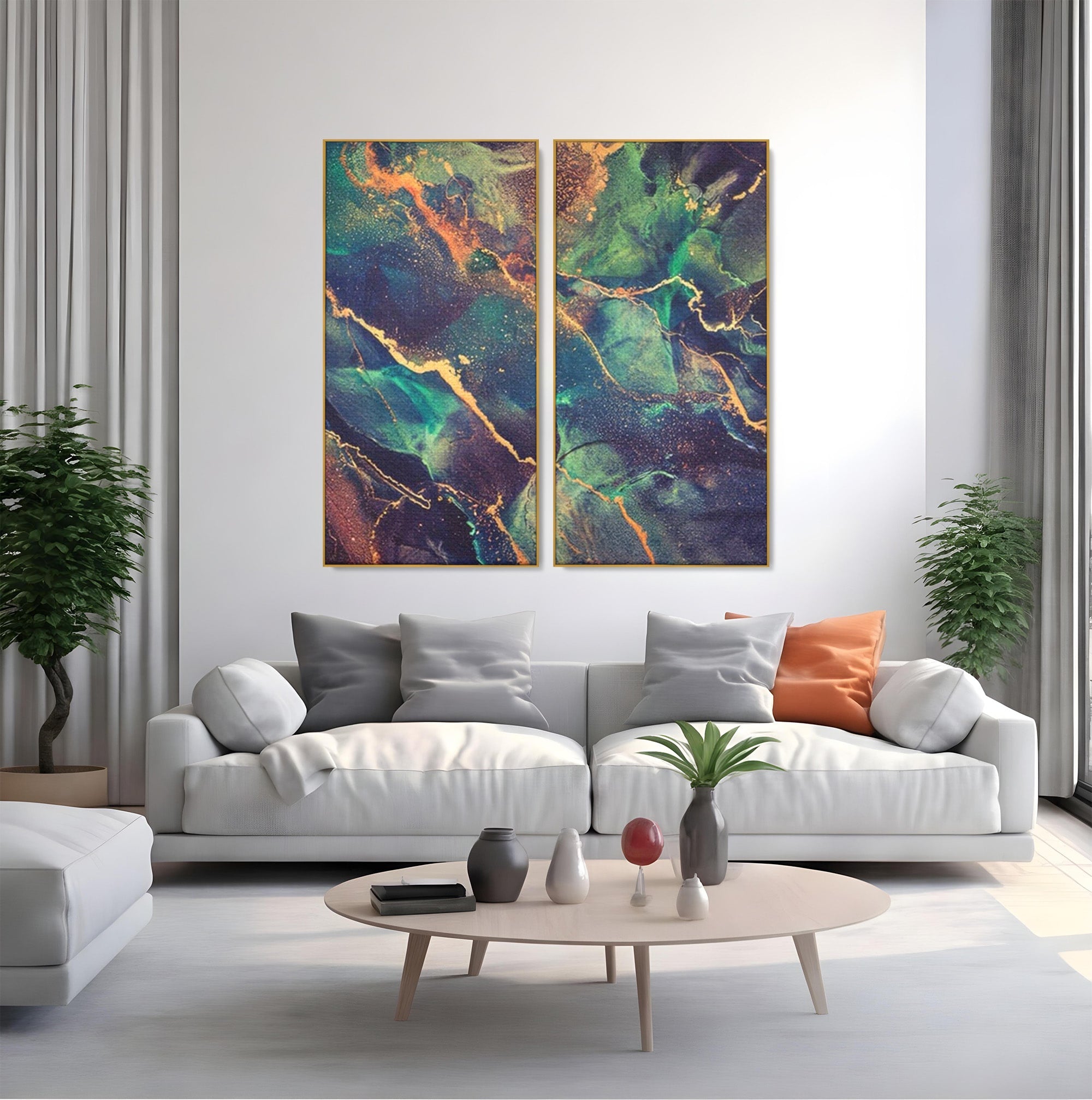 Set 2 Tablouri Canvas Premium LuxCanva® A2-1355, Abstract Dream, Dormitor, Natural Pigment, Luxury Art, Living, Culori Vibrante