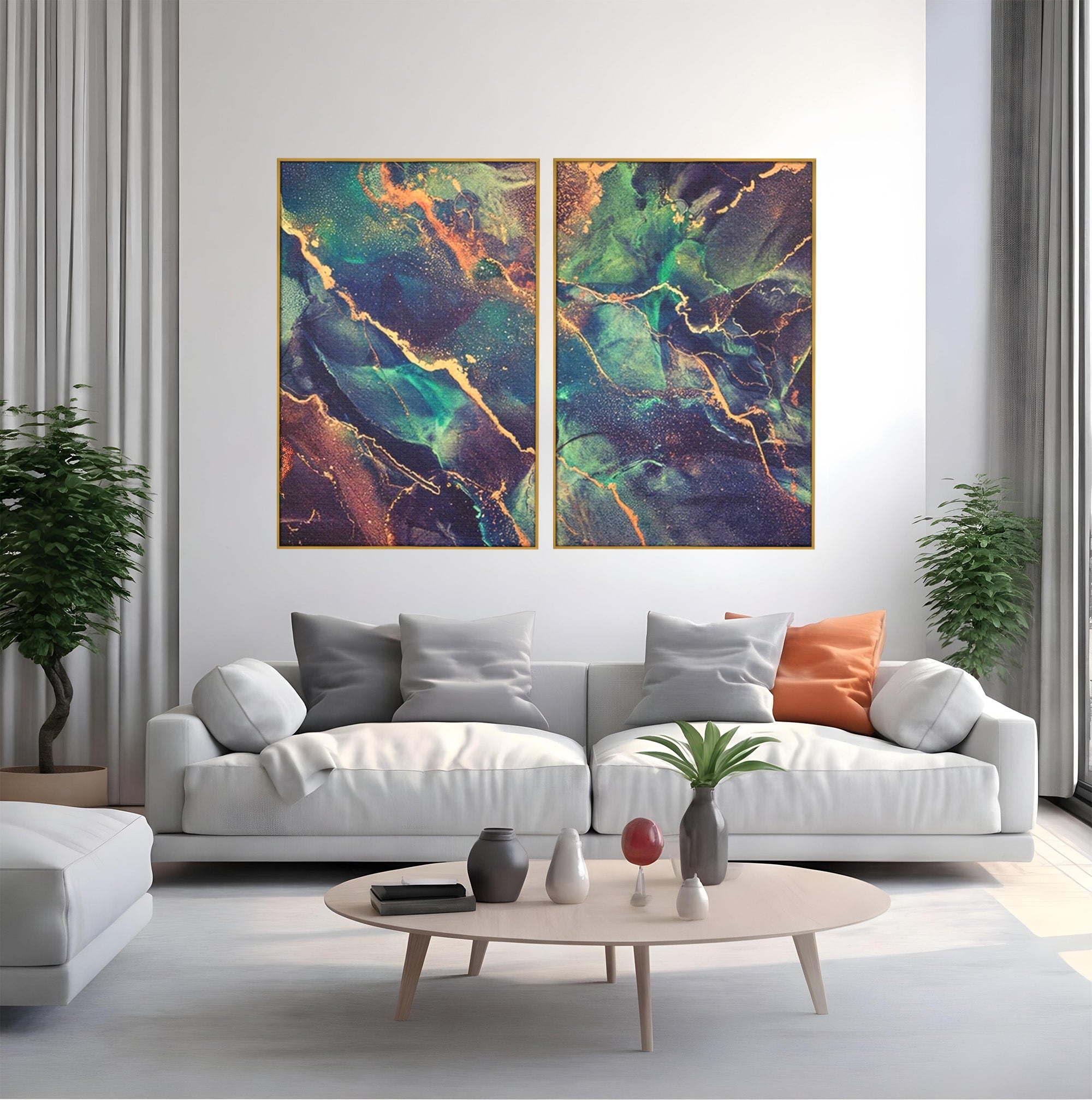 Set 2 Tablouri Canvas Premium LuxCanva® A2-1355, Abstract Dream, Dormitor, Natural Pigment, Luxury Art, Living, Culori Vibrante