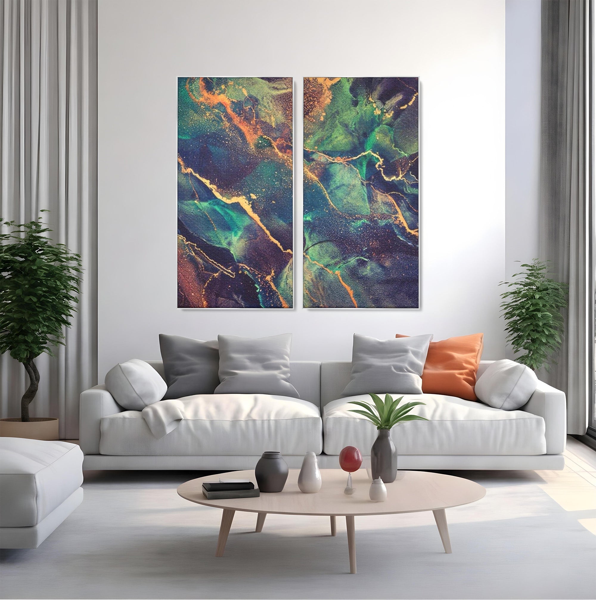 Set 2 Tablouri Canvas Premium LuxCanva® A2-1355, Abstract Dream, Dormitor, Natural Pigment, Luxury Art, Living, Culori Vibrante