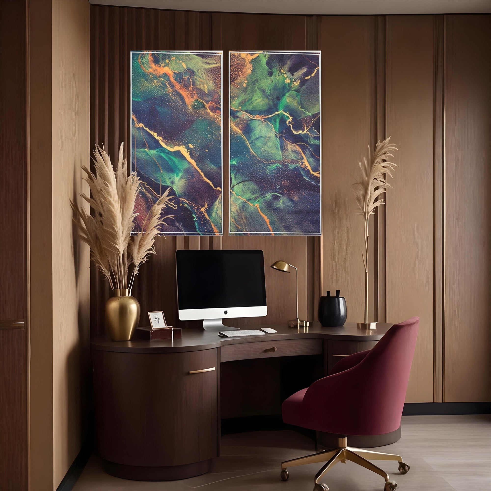 Set 2 Tablouri Canvas Premium LuxCanva® A2-1355, Abstract Dream, Dormitor, Natural Pigment, Luxury Art, Living, Culori Vibrante
