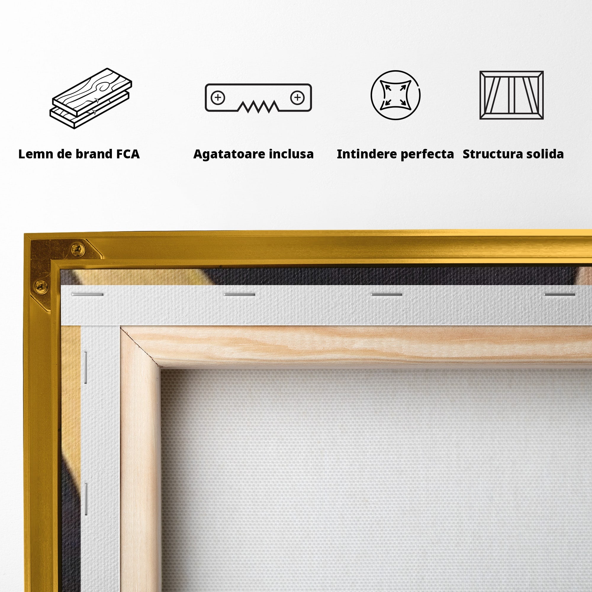 Set 2 Tablouri Canvas Premium LuxCanva® A2-1378, Siluete, Dormitor, Abstract, Auriu, Decorativ, Living, Culori Vibrante