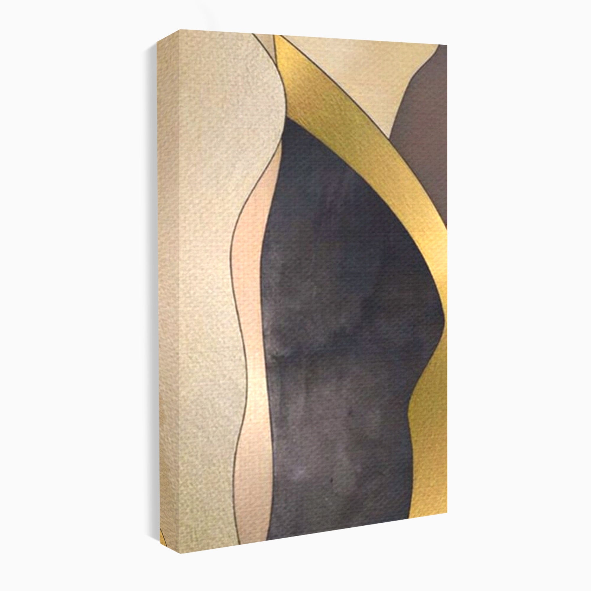 Set 2 Tablouri Canvas Premium LuxCanva® A2-1378, Siluete, Dormitor, Abstract, Auriu, Decorativ, Living, Culori Vibrante