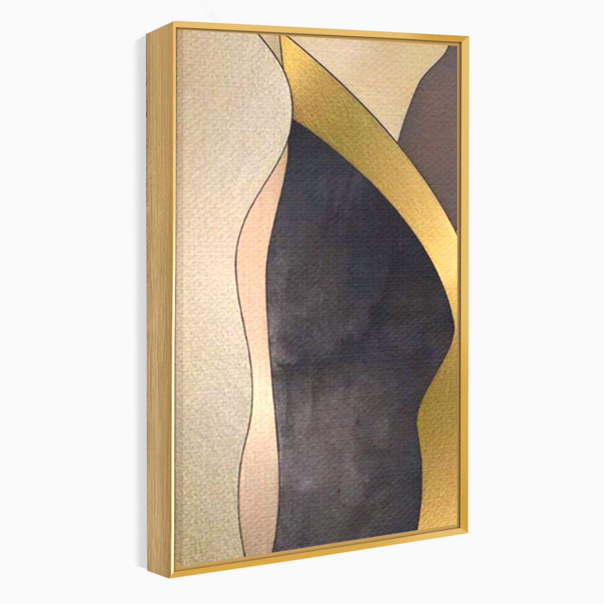 Set 2 Tablouri Canvas Premium LuxCanva® A2-1378, Siluete, Dormitor, Abstract, Auriu, Decorativ, Living, Culori Vibrante