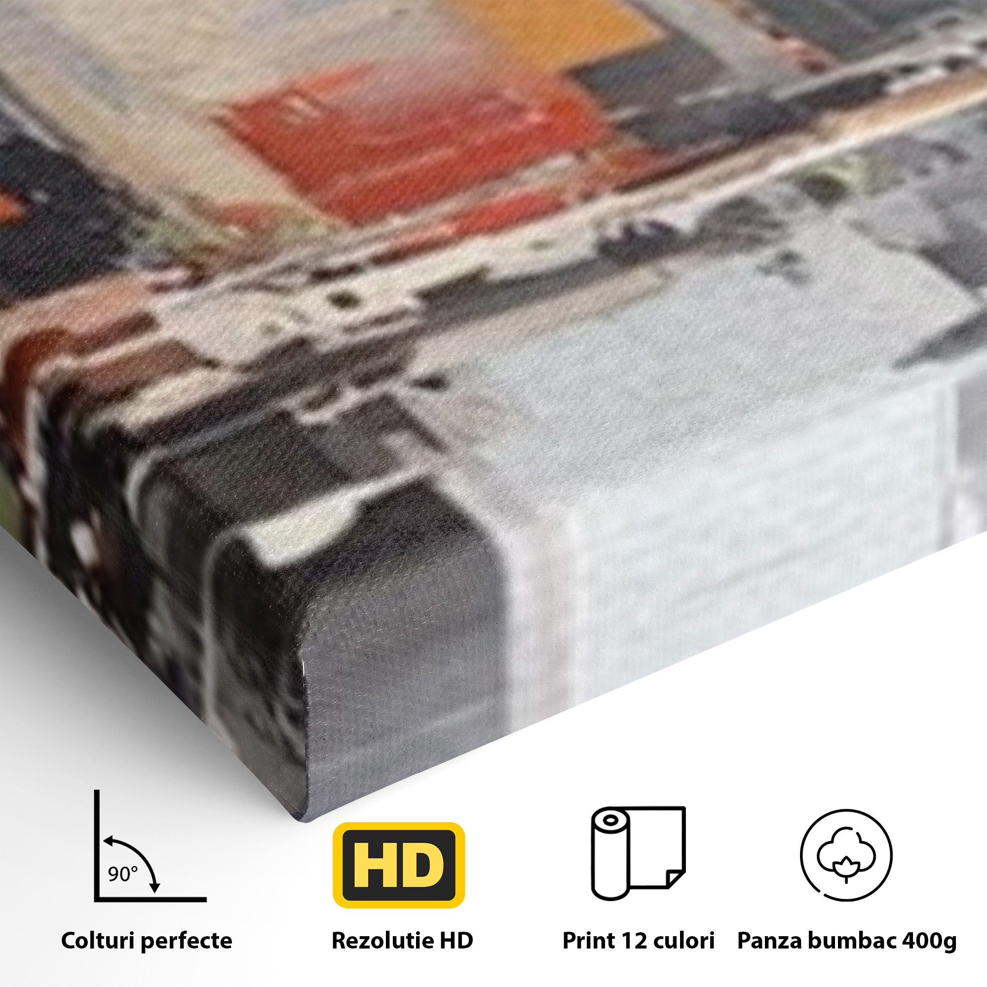 Set 2 Tablouri Canvas Premium LuxCanva® A2-1386, The City, Living, Oras, Cladiri, Reflexie, Dormitor, Culori Vibrante