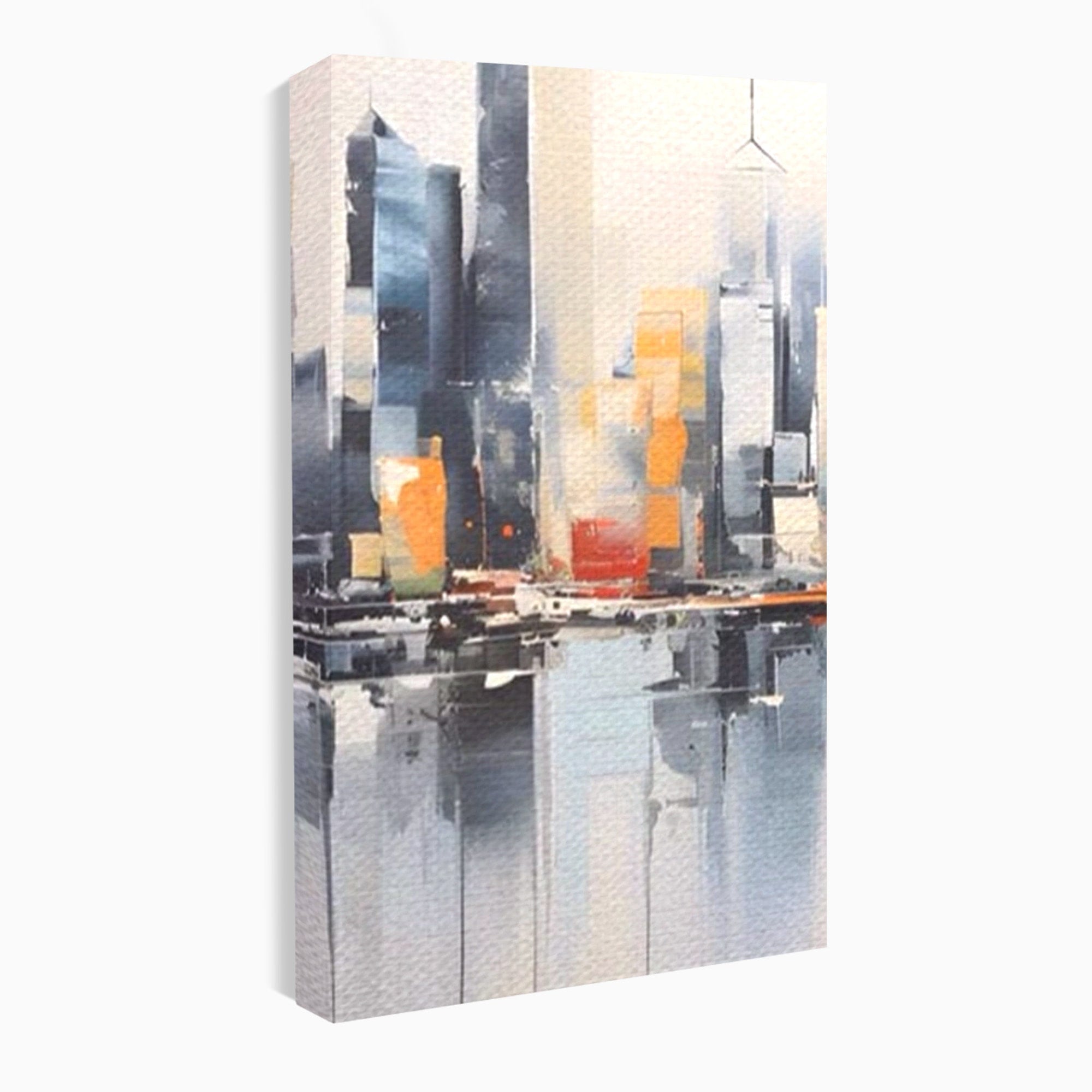 Set 2 Tablouri Canvas Premium LuxCanva® A2-1386, The City, Living, Oras, Cladiri, Reflexie, Dormitor, Culori Vibrante