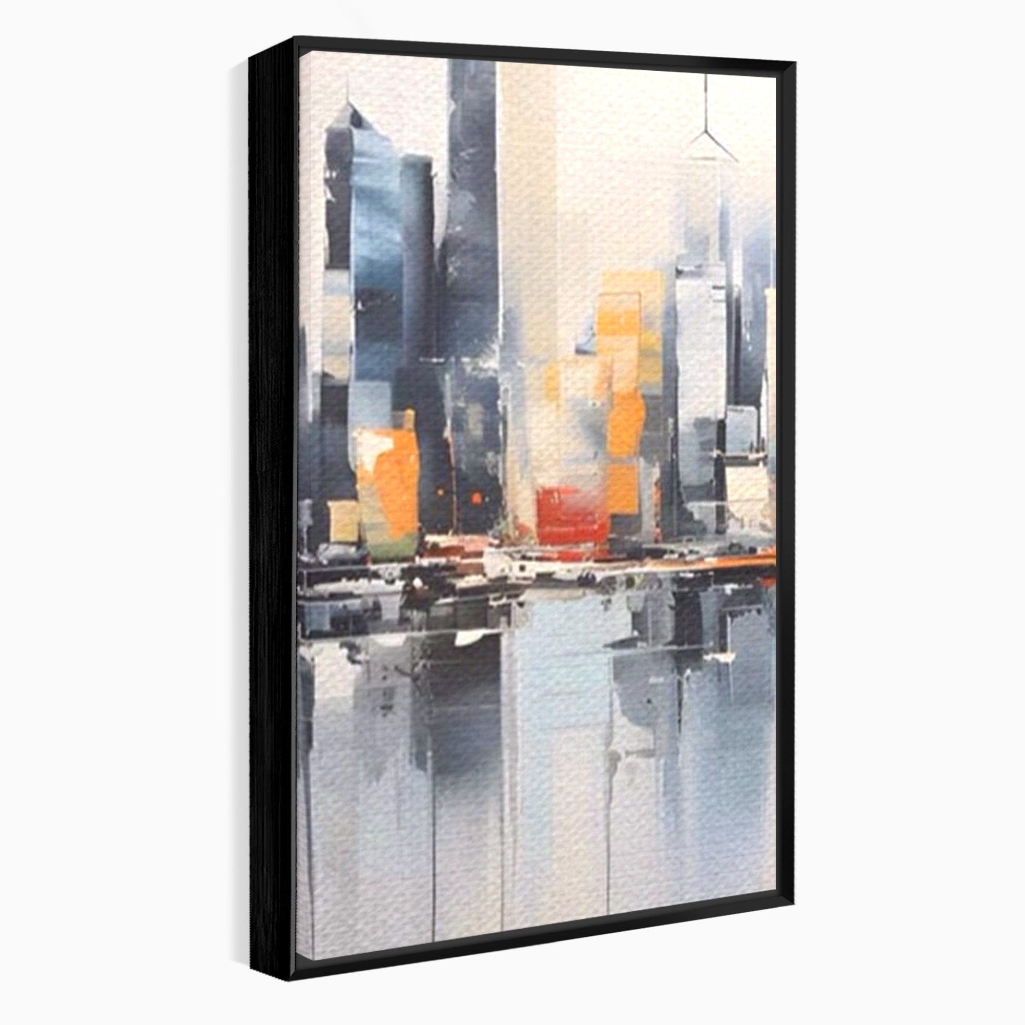 Set 2 Tablouri Canvas Premium LuxCanva® A2-1386, The City, Living, Oras, Cladiri, Reflexie, Dormitor, Culori Vibrante