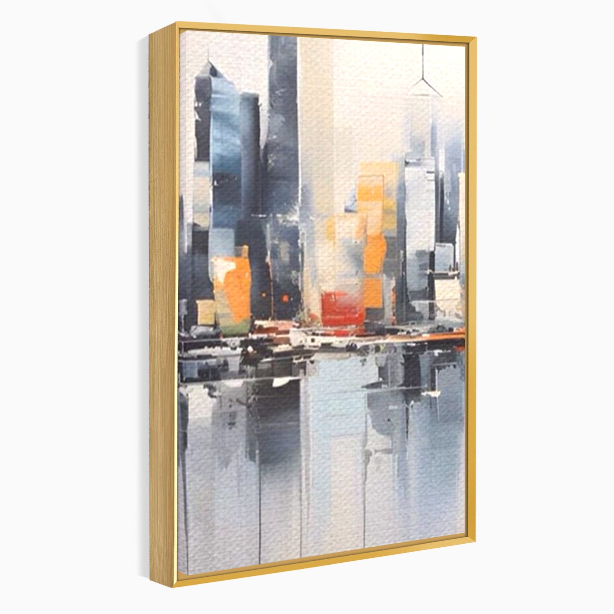Set 2 Tablouri Canvas Premium LuxCanva® A2-1386, The City, Living, Oras, Cladiri, Reflexie, Dormitor, Culori Vibrante