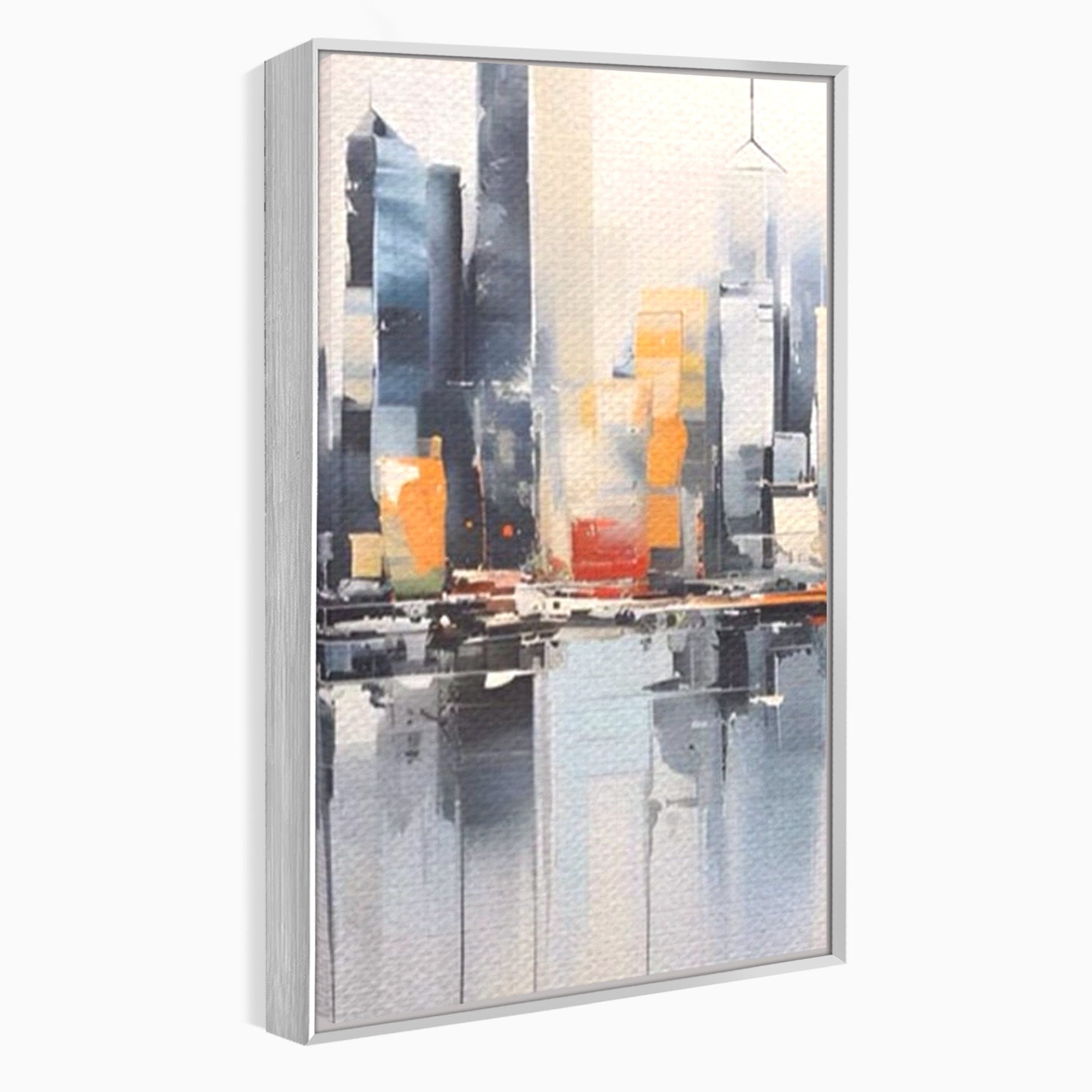 Set 2 Tablouri Canvas Premium LuxCanva® A2-1386, The City, Living, Oras, Cladiri, Reflexie, Dormitor, Culori Vibrante