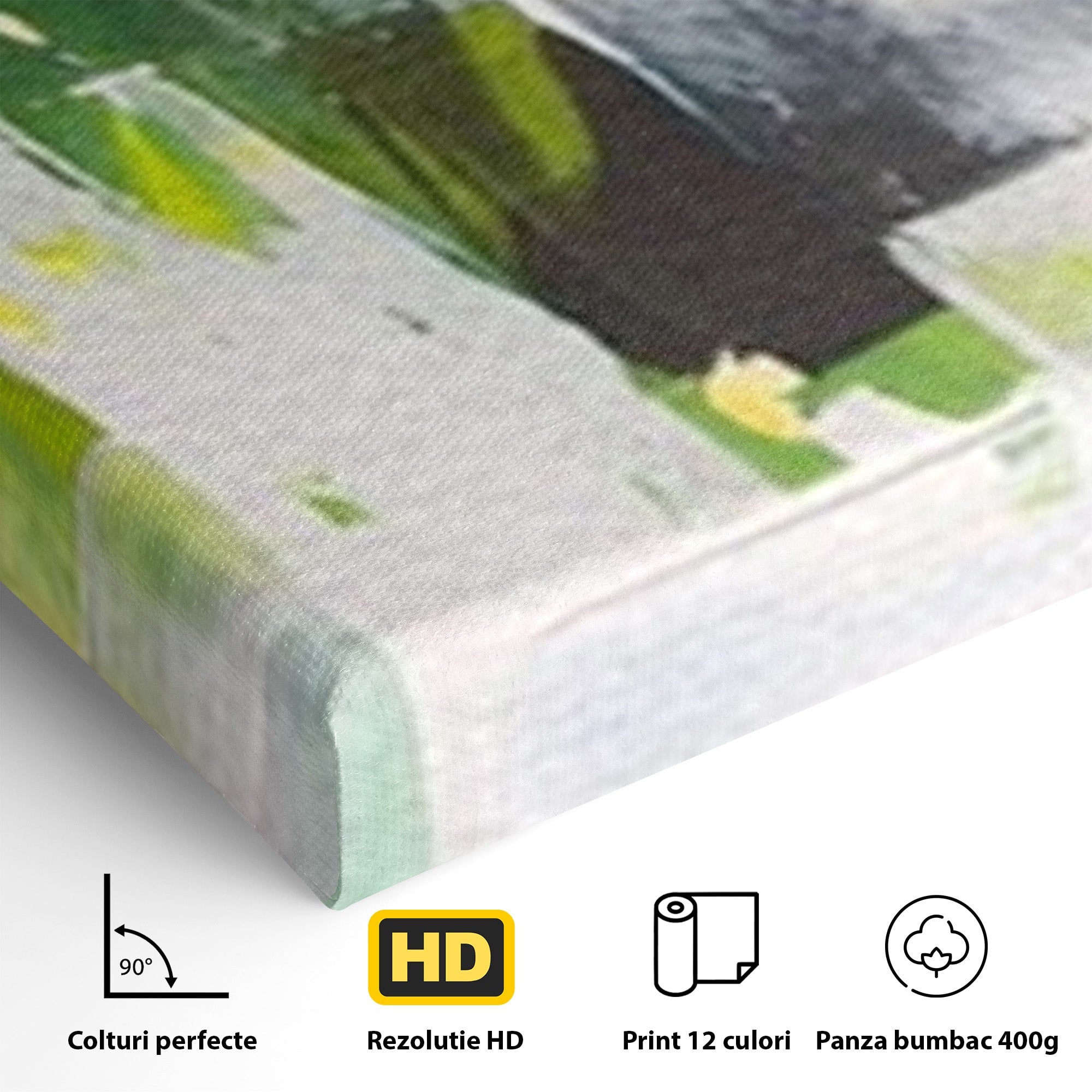Set 2 Tablouri Canvas Premium LuxCanva® A2-1388, Abstract Green, Living, Verde, Culoare, Arta Moderna, Dormitor, Culori Vibrante