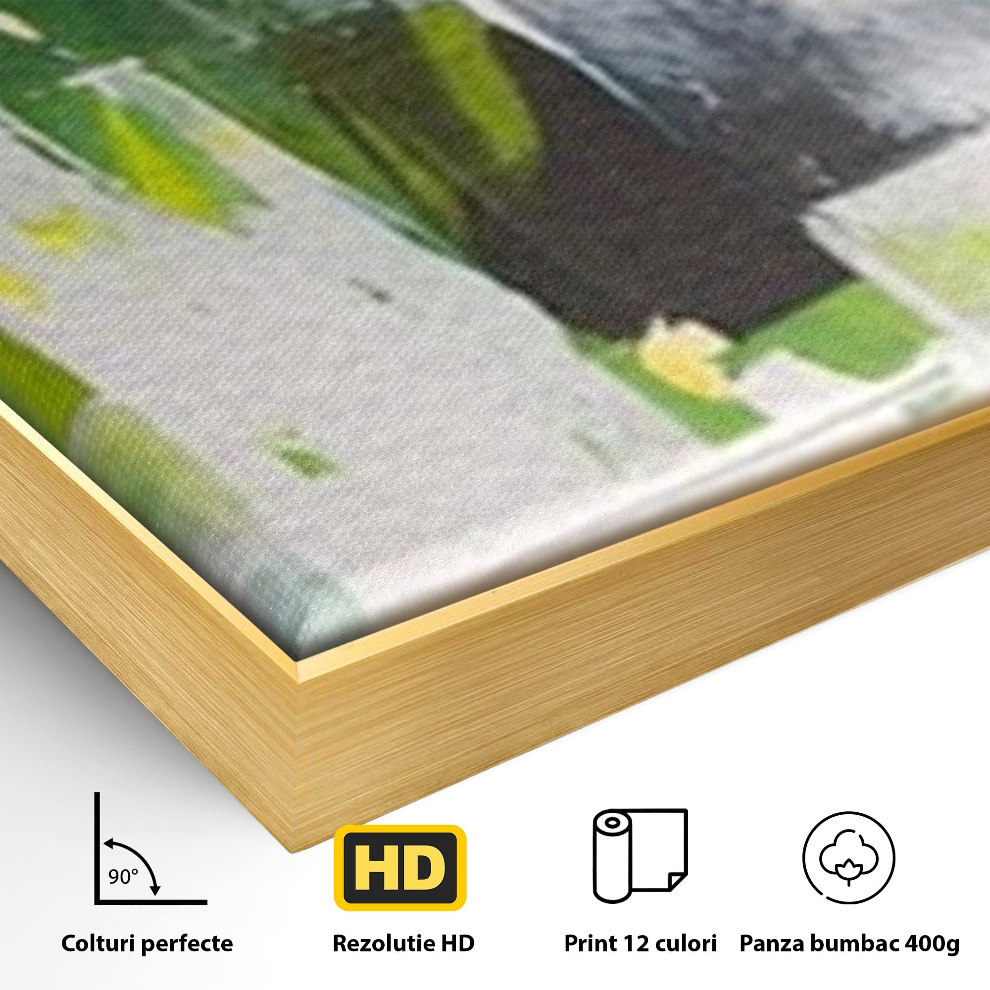 Set 2 Tablouri Canvas Premium LuxCanva® A2-1388, Abstract Green, Living, Verde, Culoare, Arta Moderna, Dormitor, Culori Vibrante