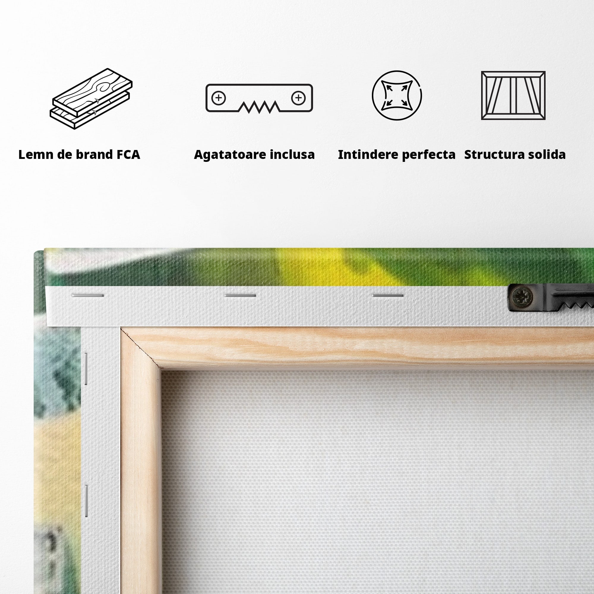 Set 2 Tablouri Canvas Premium LuxCanva® A2-1388, Abstract Green, Living, Verde, Culoare, Arta Moderna, Dormitor, Culori Vibrante