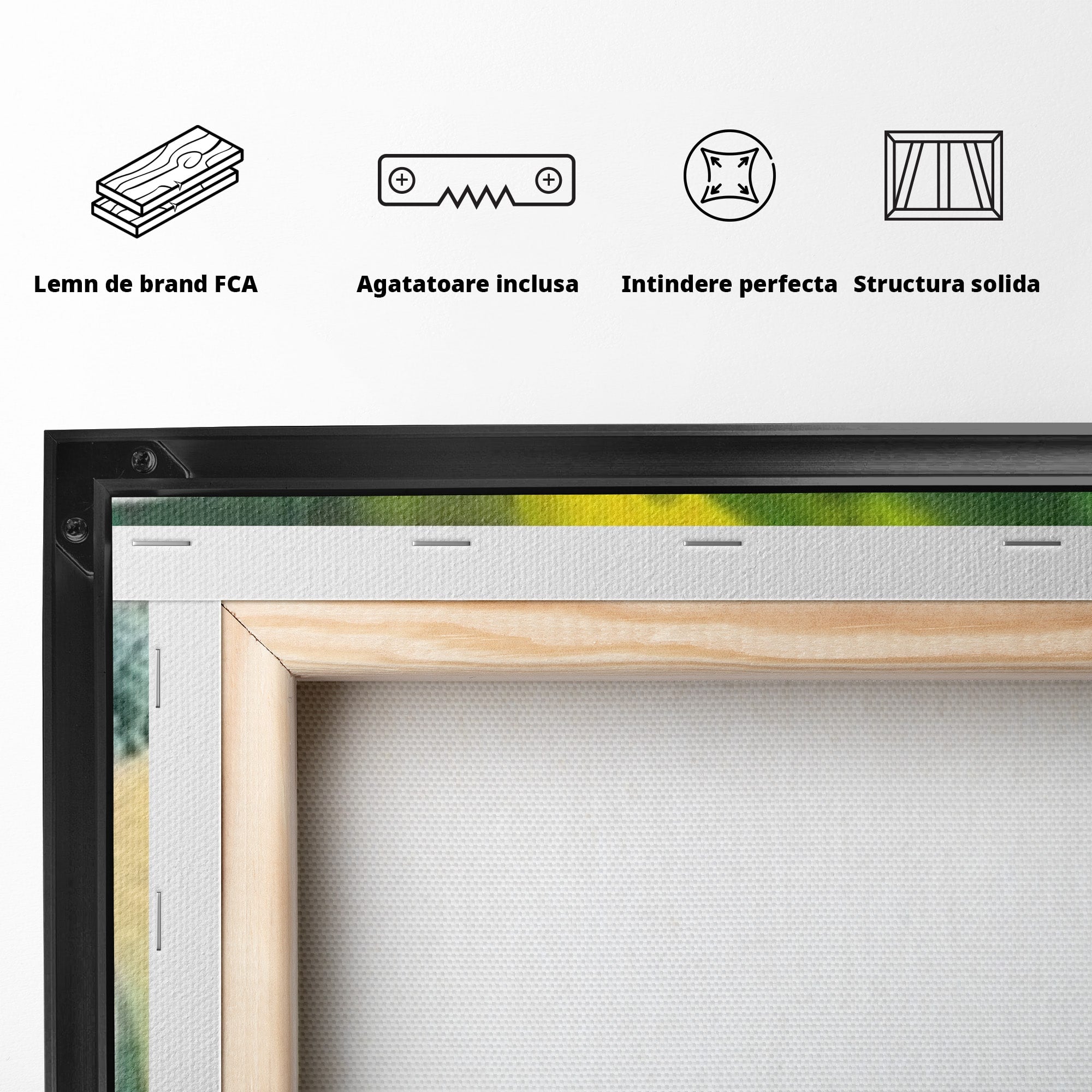 Set 2 Tablouri Canvas Premium LuxCanva® A2-1388, Abstract Green, Living, Verde, Culoare, Arta Moderna, Dormitor, Culori Vibrante