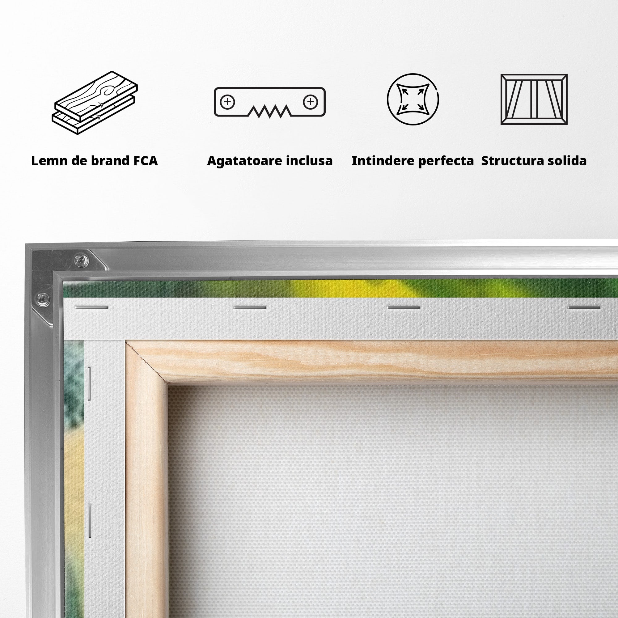 Set 2 Tablouri Canvas Premium LuxCanva® A2-1388, Abstract Green, Living, Verde, Culoare, Arta Moderna, Dormitor, Culori Vibrante