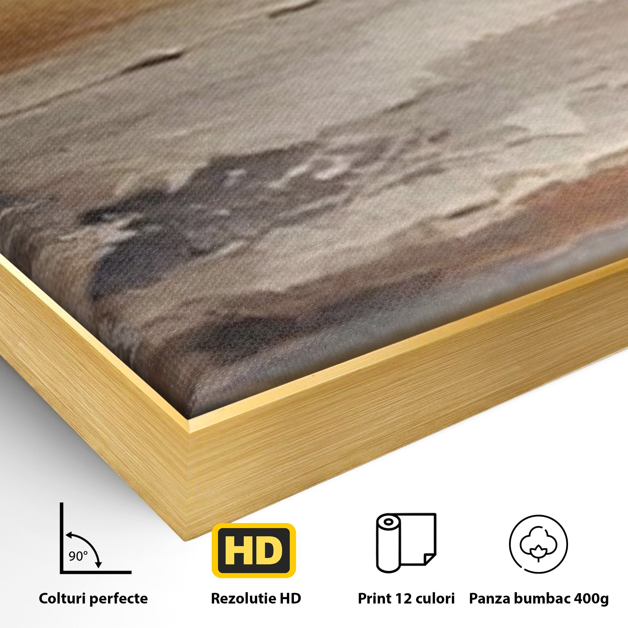 Set 2 Tablouri Canvas Premium LuxCanva® A2-1418, Gold Waves, Living Room, Valuri, Mare, Apa, Nisip, Decorativ, Culori Vibrante