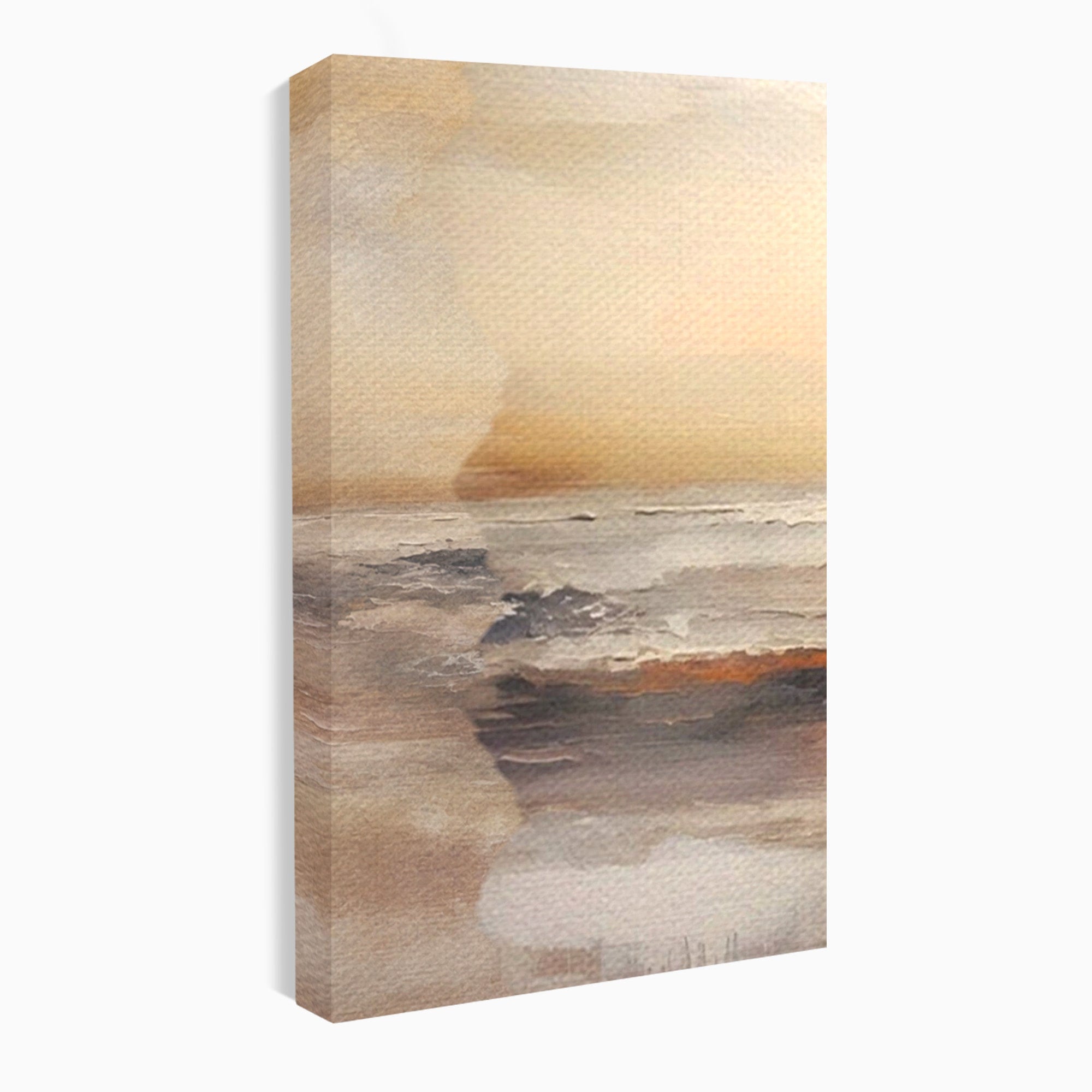 Set 2 Tablouri Canvas Premium LuxCanva® A2-1418, Gold Waves, Living Room, Valuri, Mare, Apa, Nisip, Decorativ, Culori Vibrante