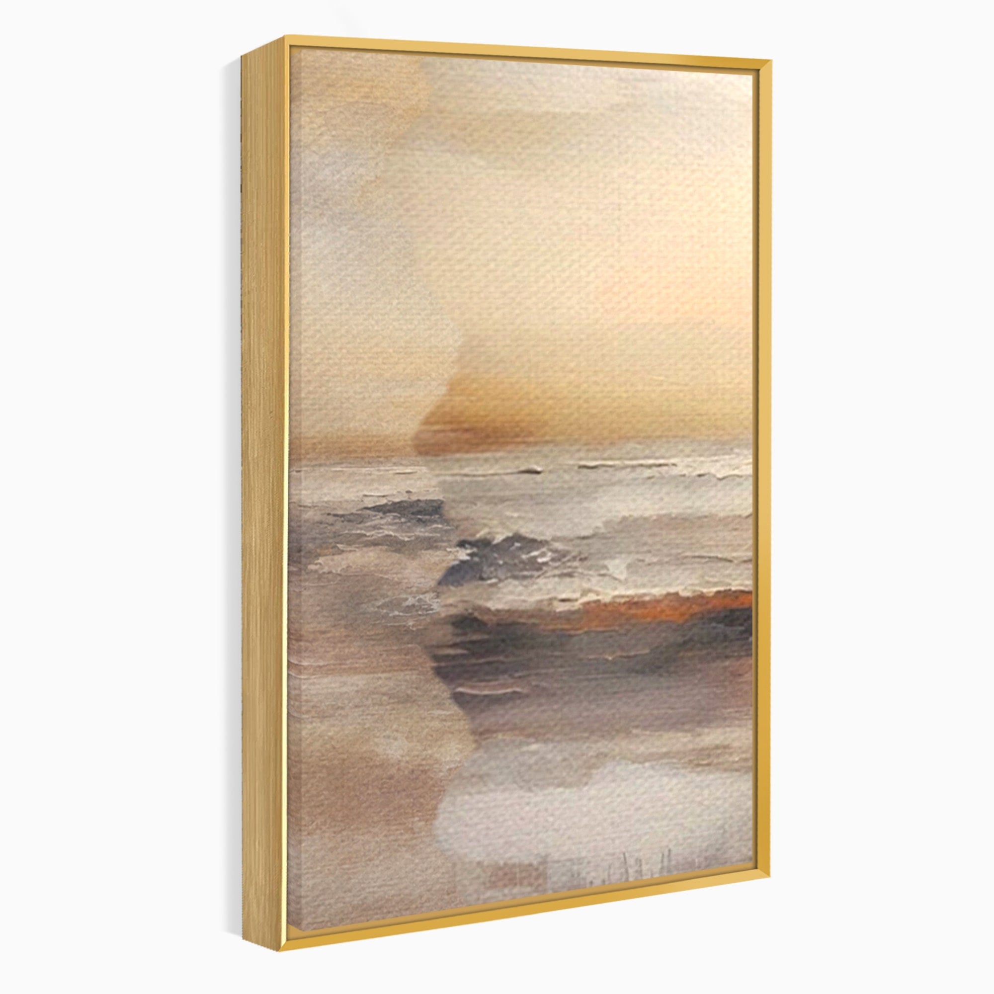 Set 2 Tablouri Canvas Premium LuxCanva® A2-1418, Gold Waves, Living Room, Valuri, Mare, Apa, Nisip, Decorativ, Culori Vibrante