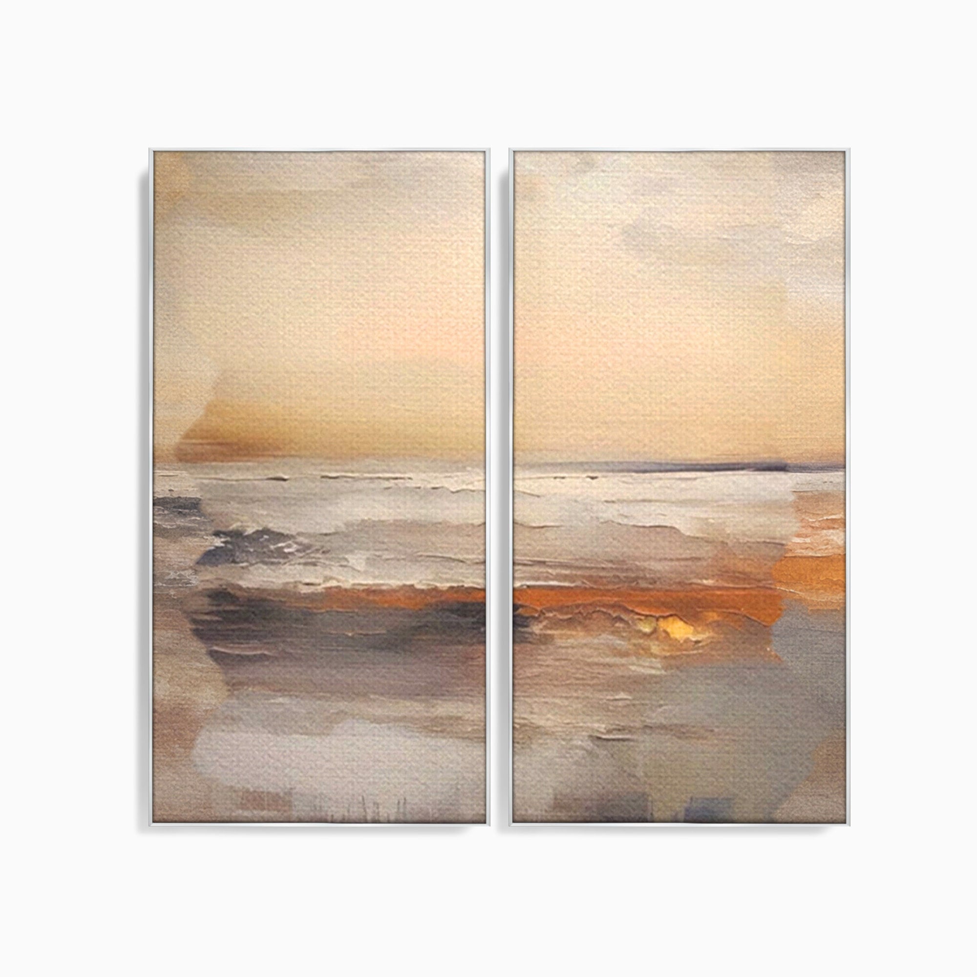 Set 2 Tablouri Canvas Premium LuxCanva® A2-1418, Gold Waves, Living Room, Valuri, Mare, Apa, Nisip, Decorativ, Culori Vibrante