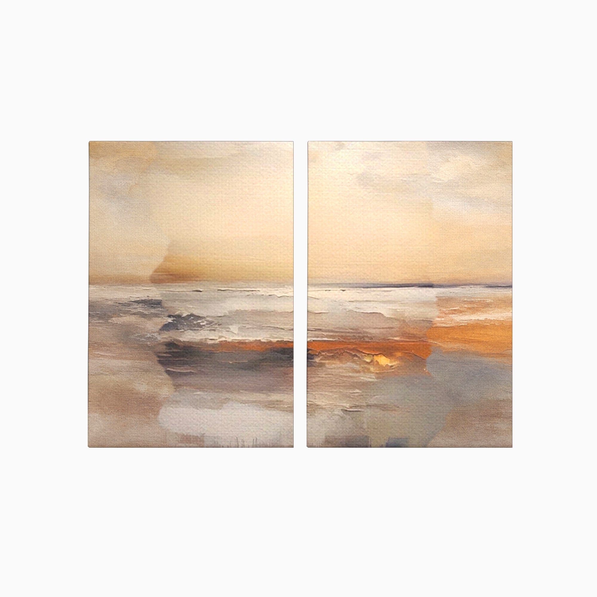 Set 2 Tablouri Canvas Premium LuxCanva® A2-1418, Gold Waves, Living Room, Valuri, Mare, Apa, Nisip, Decorativ, Culori Vibrante