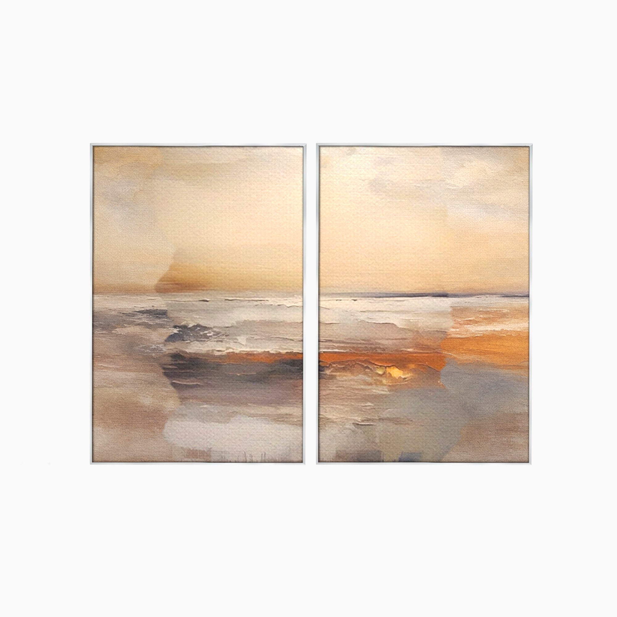 Set 2 Tablouri Canvas Premium LuxCanva® A2-1418, Gold Waves, Living Room, Valuri, Mare, Apa, Nisip, Decorativ, Culori Vibrante