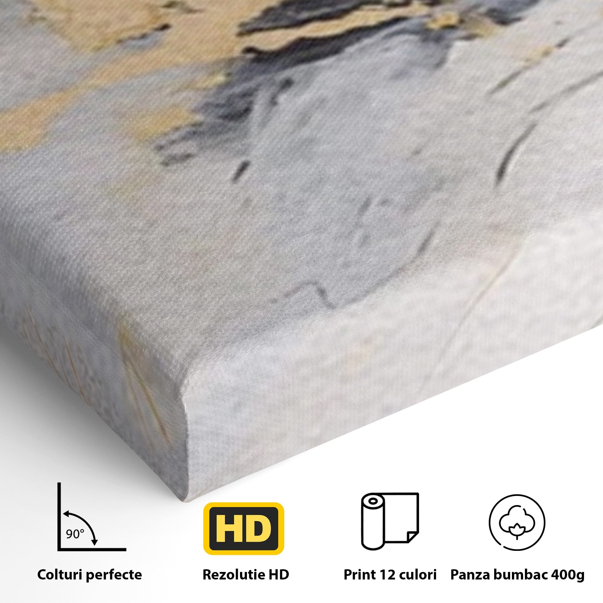 Set 2 Tablouri Canvas Premium LuxCanva® A2-1569, Armonia Abstractului, Room, Auriu, Marmura, Alb, Abstract, Living, Culori Vibrante