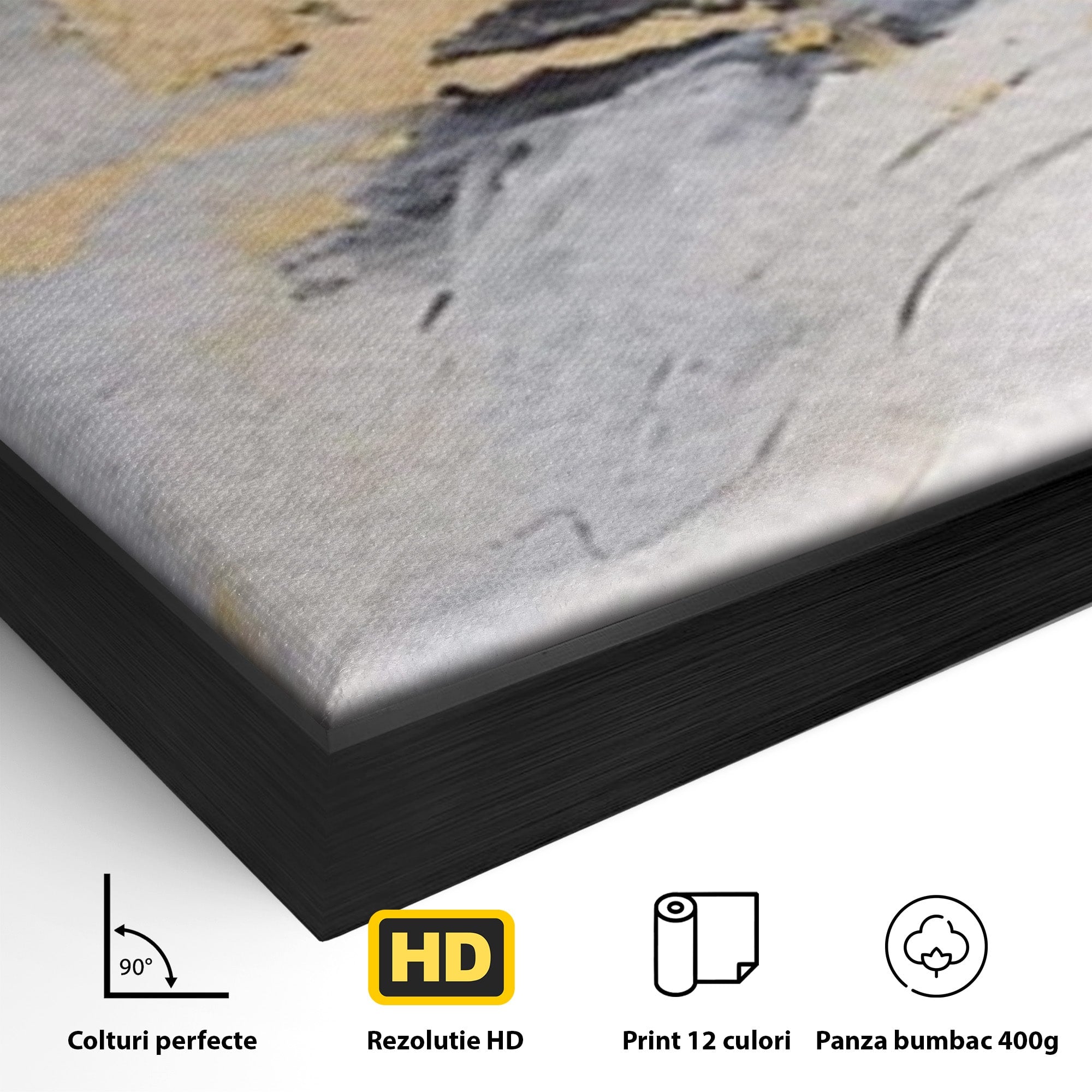 Set 2 Tablouri Canvas Premium LuxCanva® A2-1569, Armonia Abstractului, Room, Auriu, Marmura, Alb, Abstract, Living, Culori Vibrante