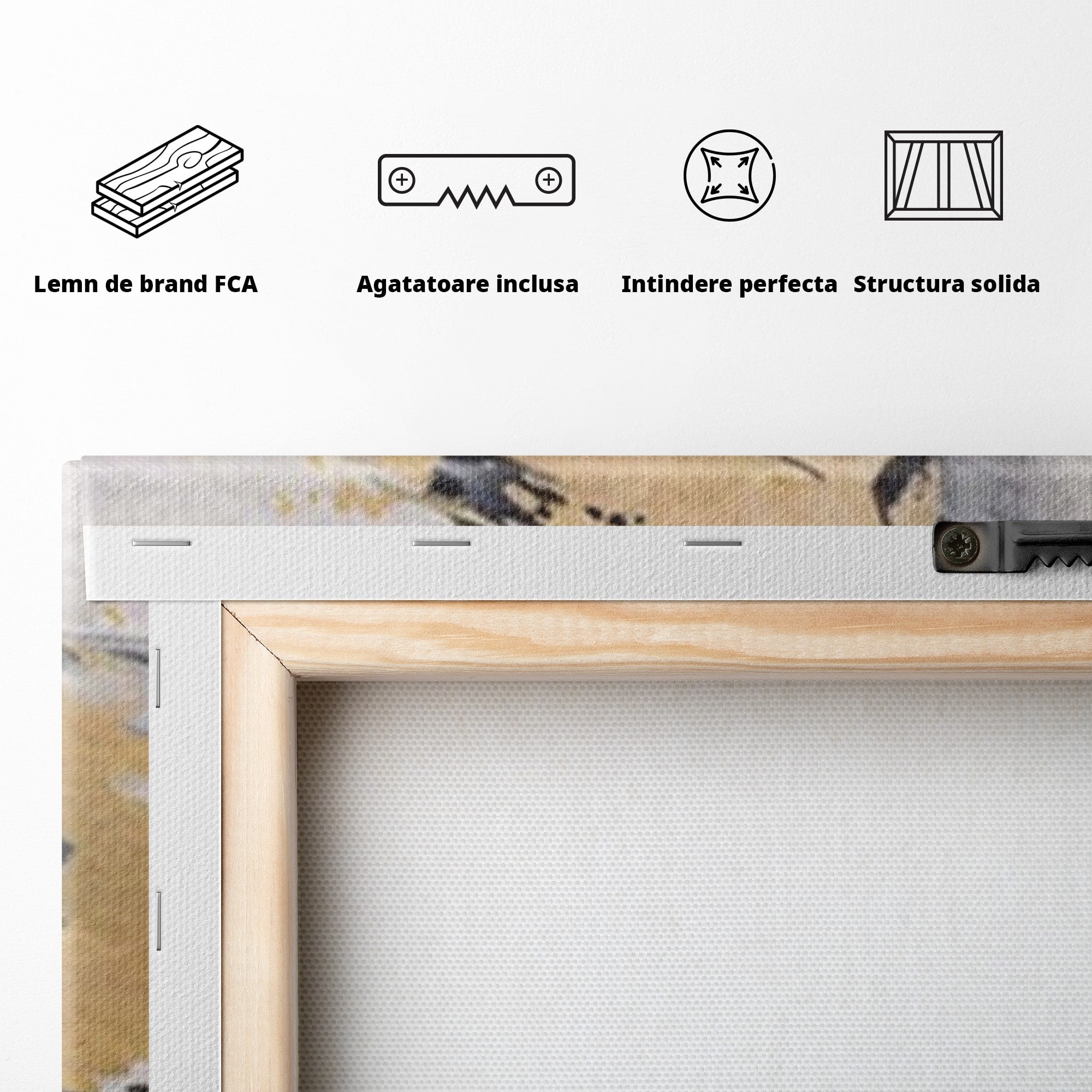 Set 2 Tablouri Canvas Premium LuxCanva® A2-1569, Armonia Abstractului, Room, Auriu, Marmura, Alb, Abstract, Living, Culori Vibrante