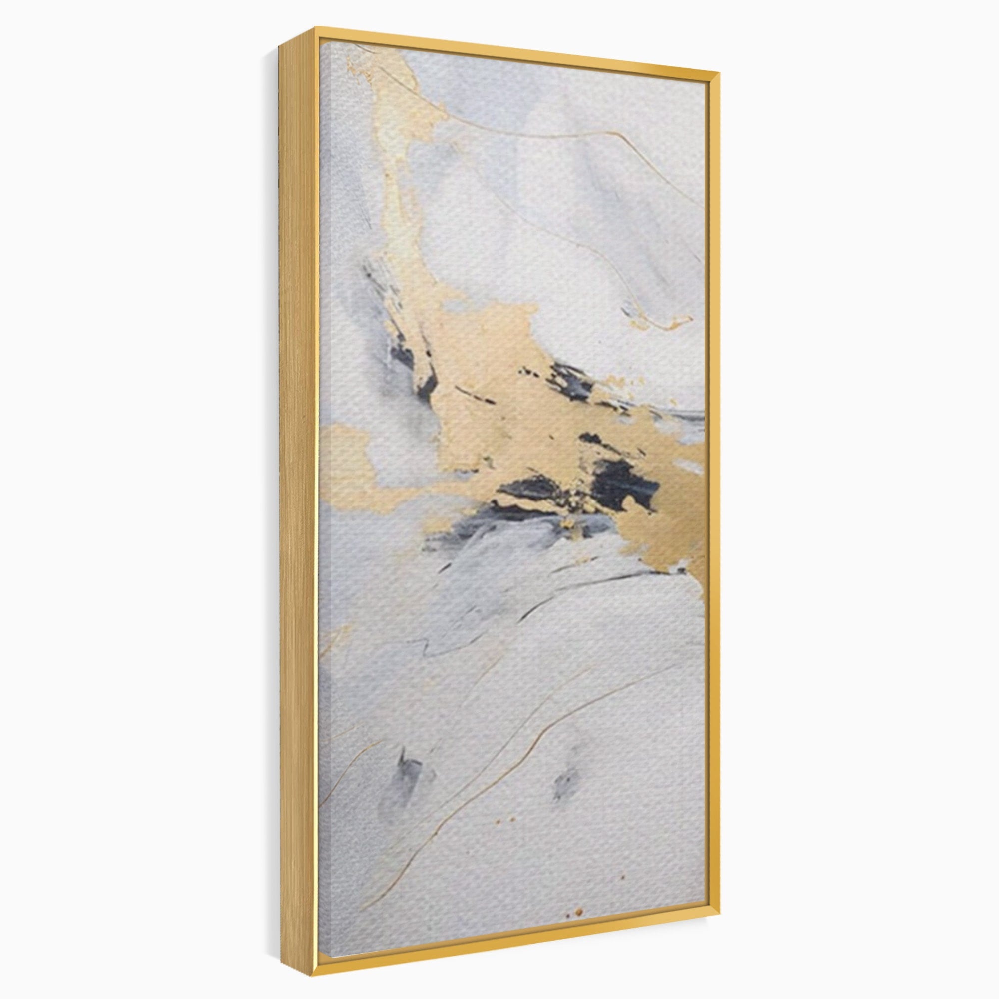 Set 2 Tablouri Canvas Premium LuxCanva® A2-1569, Armonia Abstractului, Room, Auriu, Marmura, Alb, Abstract, Living, Culori Vibrante