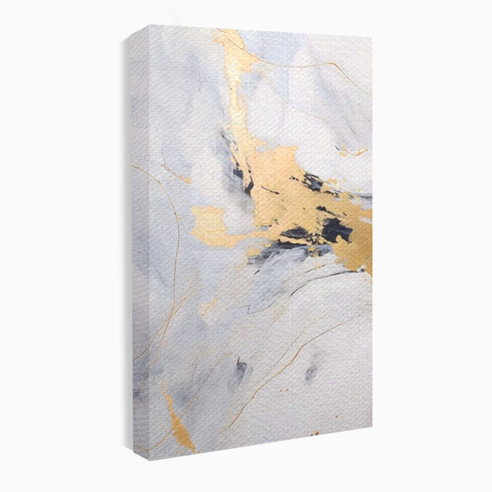 Set 2 Tablouri Canvas Premium LuxCanva® A2-1569, Armonia Abstractului, Room, Auriu, Marmura, Alb, Abstract, Living, Culori Vibrante