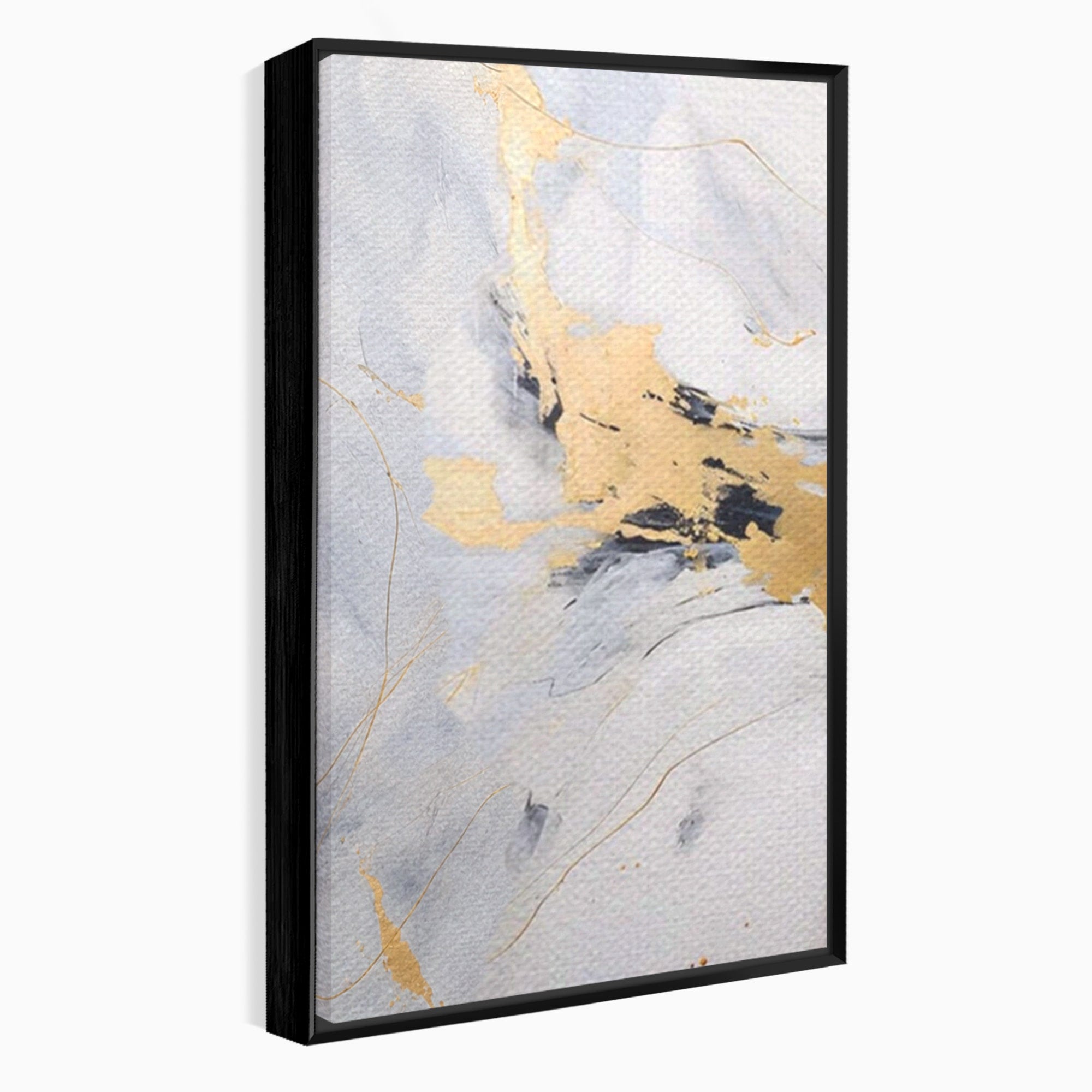 Set 2 Tablouri Canvas Premium LuxCanva® A2-1569, Armonia Abstractului, Room, Auriu, Marmura, Alb, Abstract, Living, Culori Vibrante